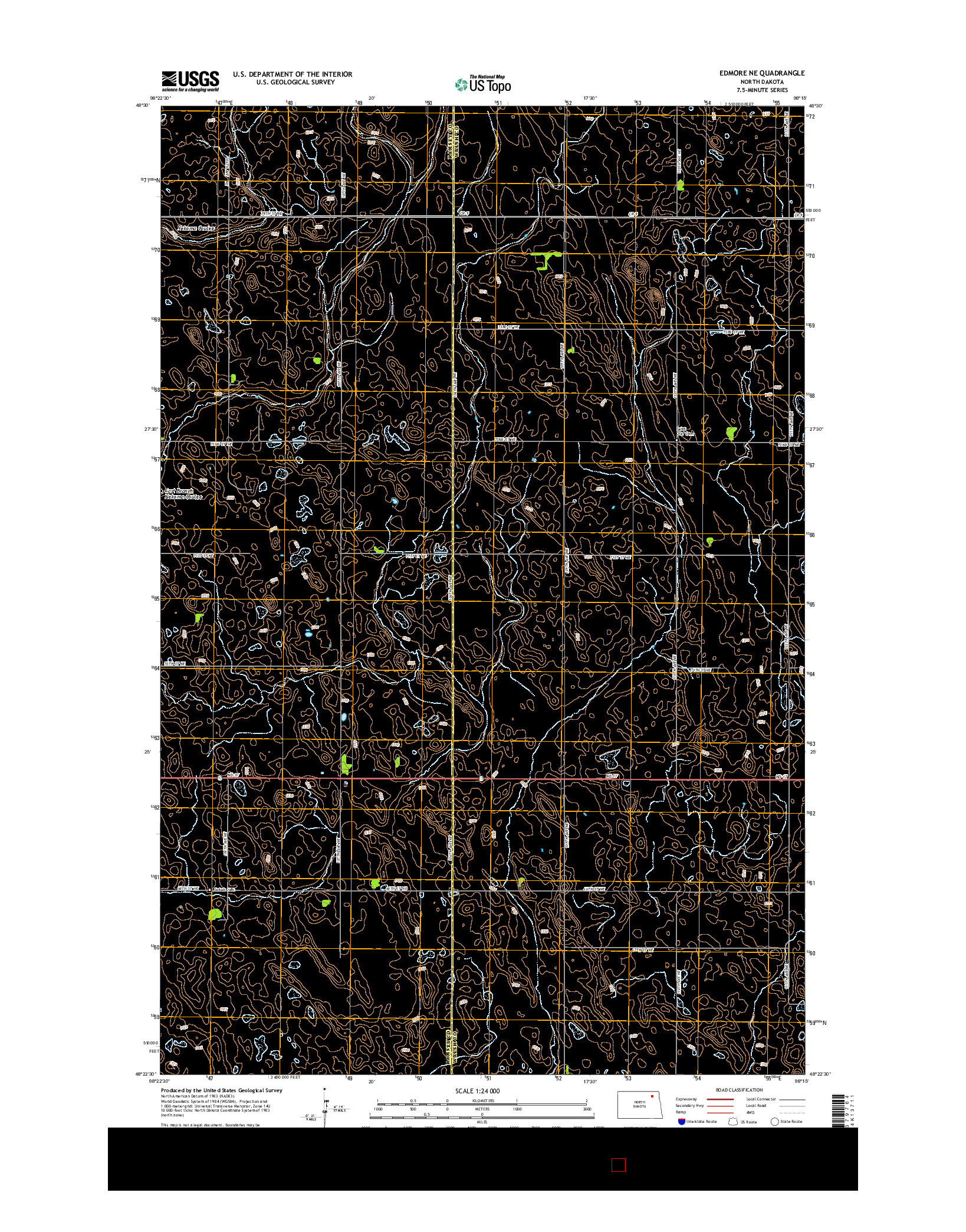 USGS US TOPO 7.5-MINUTE MAP FOR EDMORE NE, ND 2014