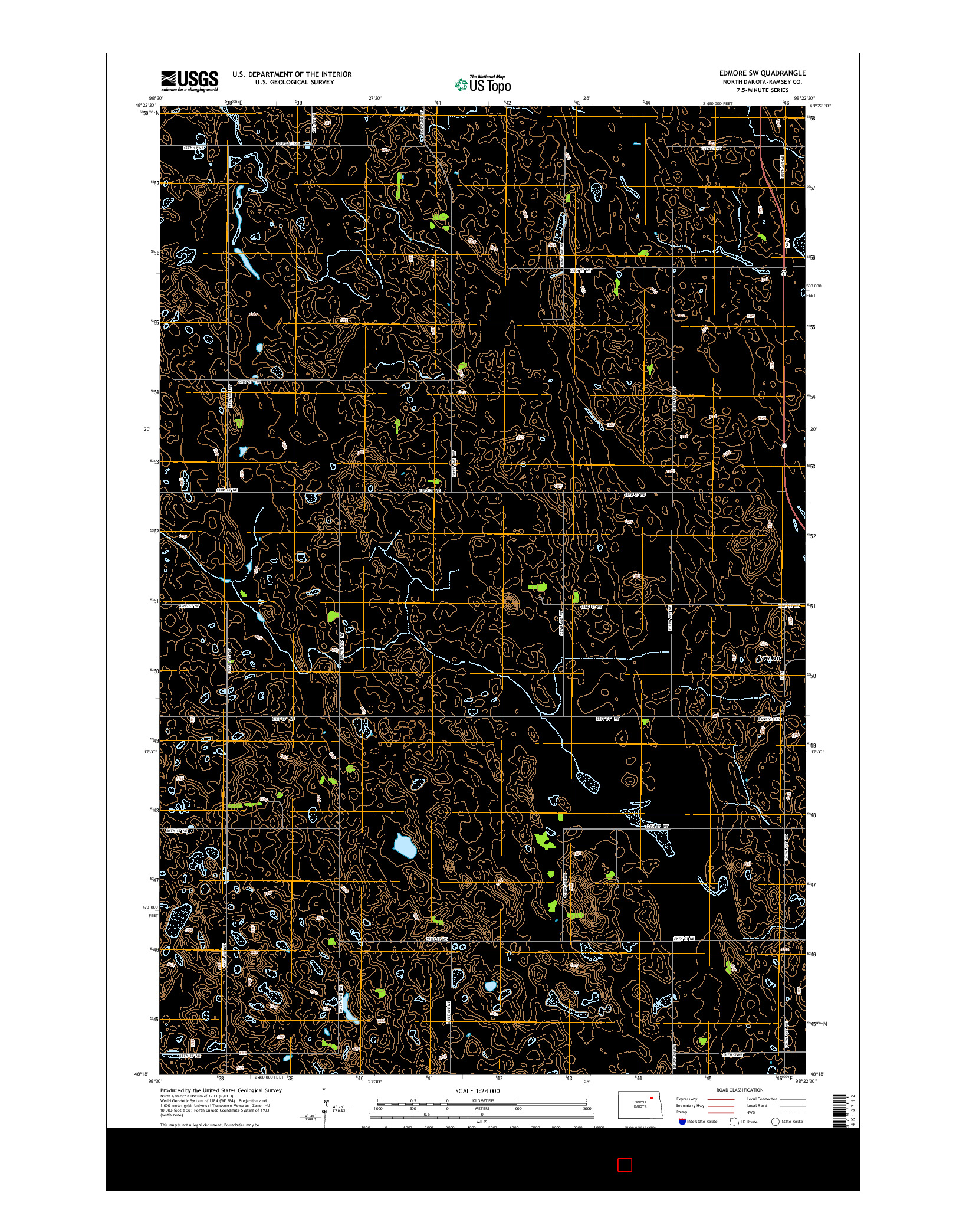 USGS US TOPO 7.5-MINUTE MAP FOR EDMORE SW, ND 2014