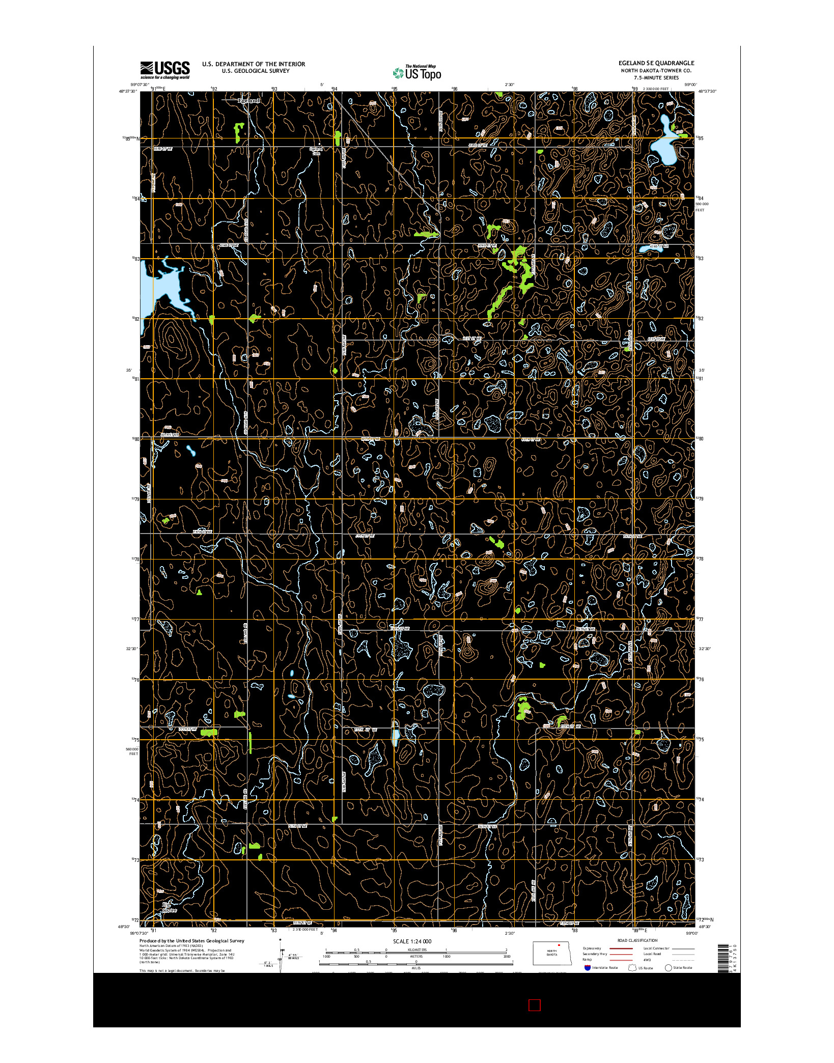 USGS US TOPO 7.5-MINUTE MAP FOR EGELAND SE, ND 2014