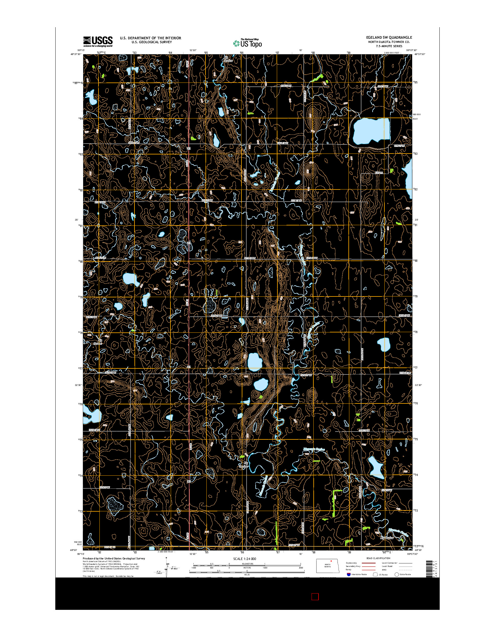 USGS US TOPO 7.5-MINUTE MAP FOR EGELAND SW, ND 2014