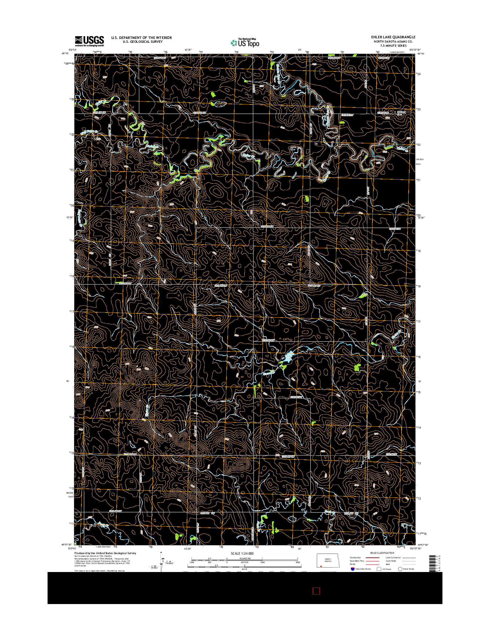 USGS US TOPO 7.5-MINUTE MAP FOR EHLER LAKE, ND 2014