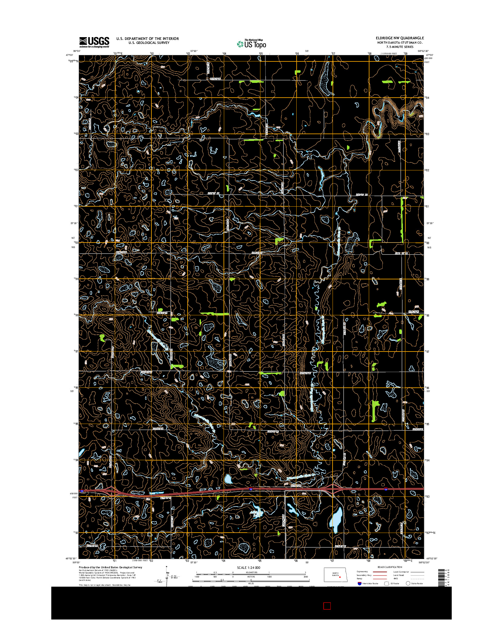 USGS US TOPO 7.5-MINUTE MAP FOR ELDRIDGE NW, ND 2014