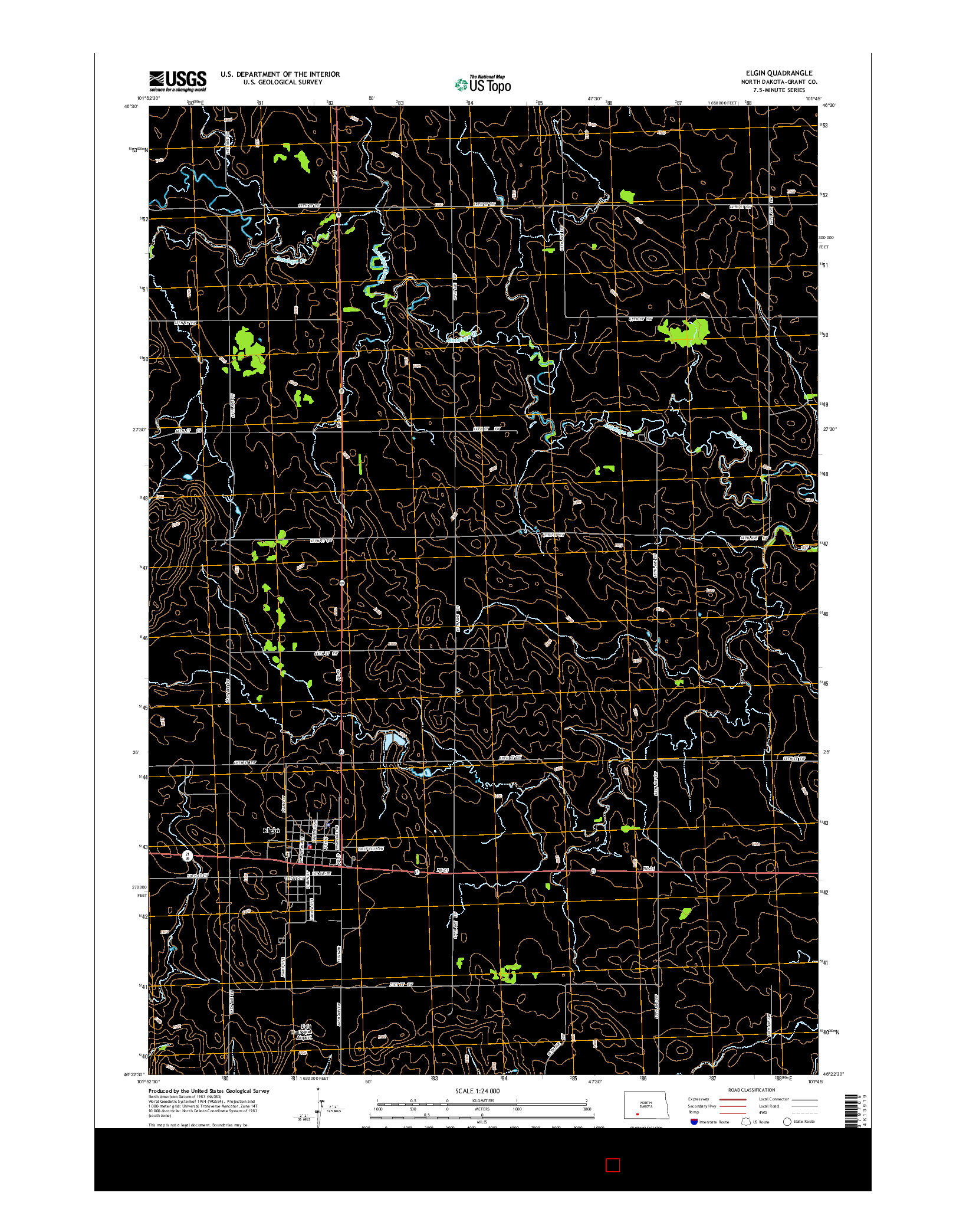 USGS US TOPO 7.5-MINUTE MAP FOR ELGIN, ND 2014