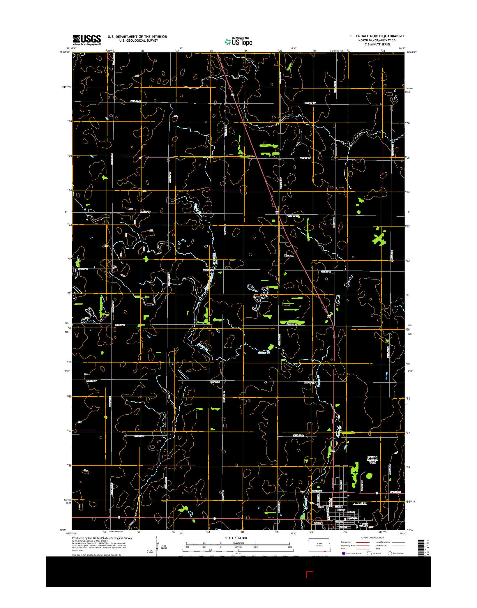 USGS US TOPO 7.5-MINUTE MAP FOR ELLENDALE NORTH, ND 2014