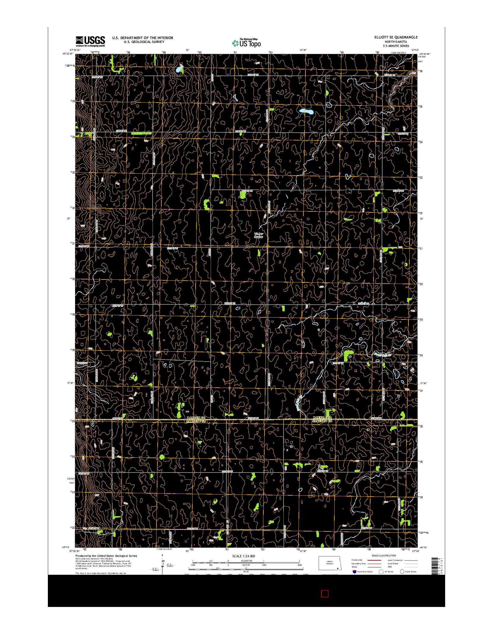 USGS US TOPO 7.5-MINUTE MAP FOR ELLIOTT SE, ND 2014
