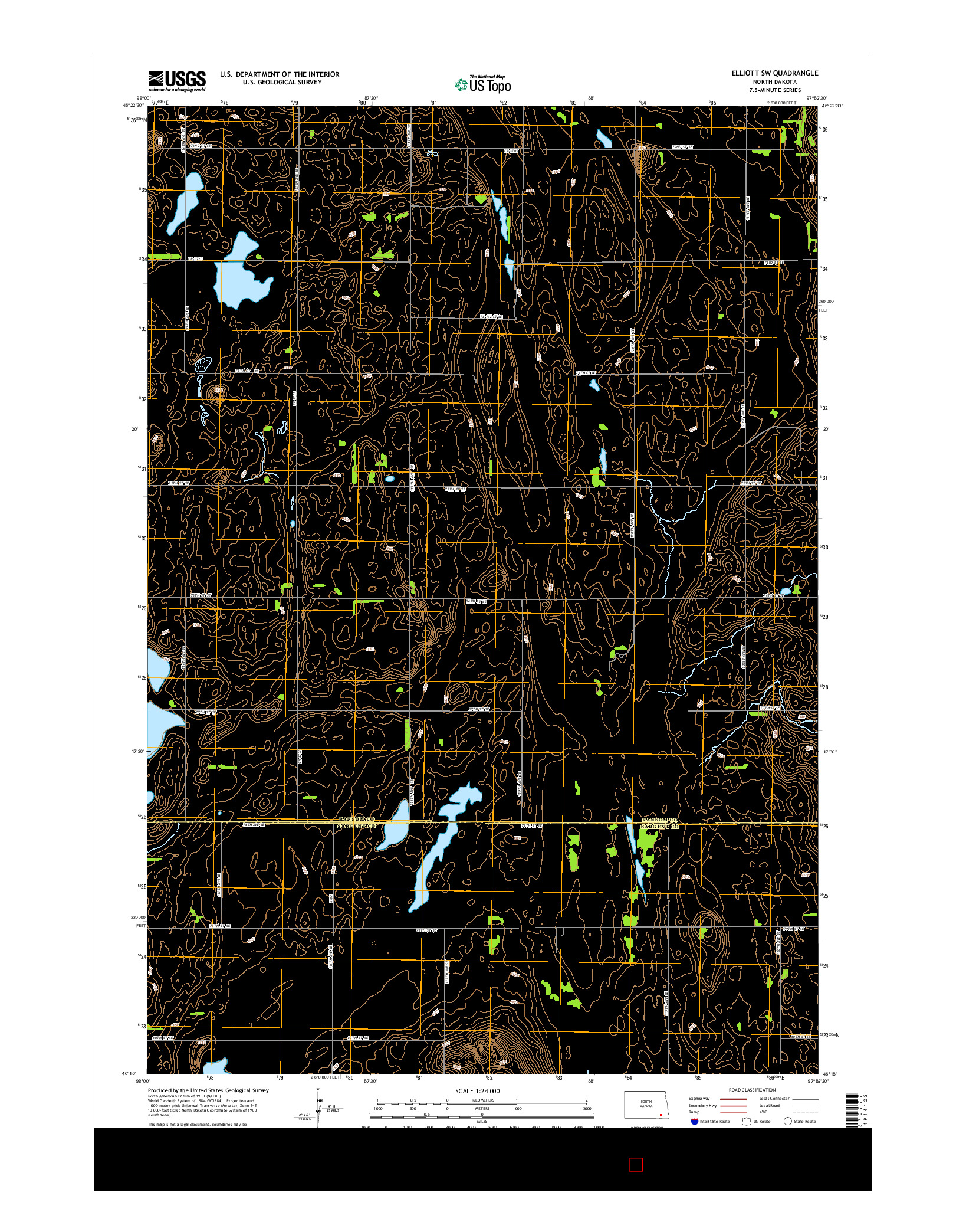 USGS US TOPO 7.5-MINUTE MAP FOR ELLIOTT SW, ND 2014