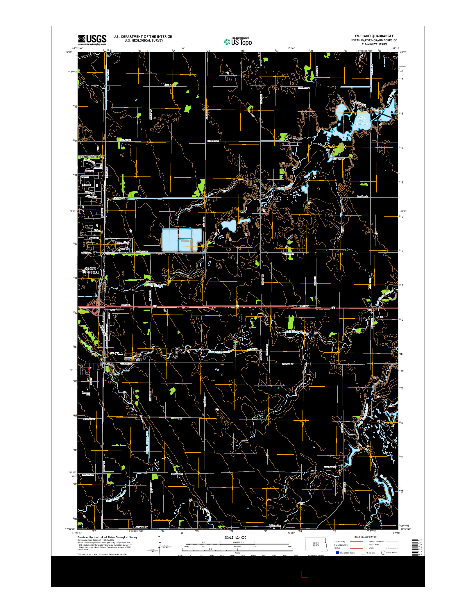 USGS US TOPO 7.5-MINUTE MAP FOR EMERADO, ND 2014