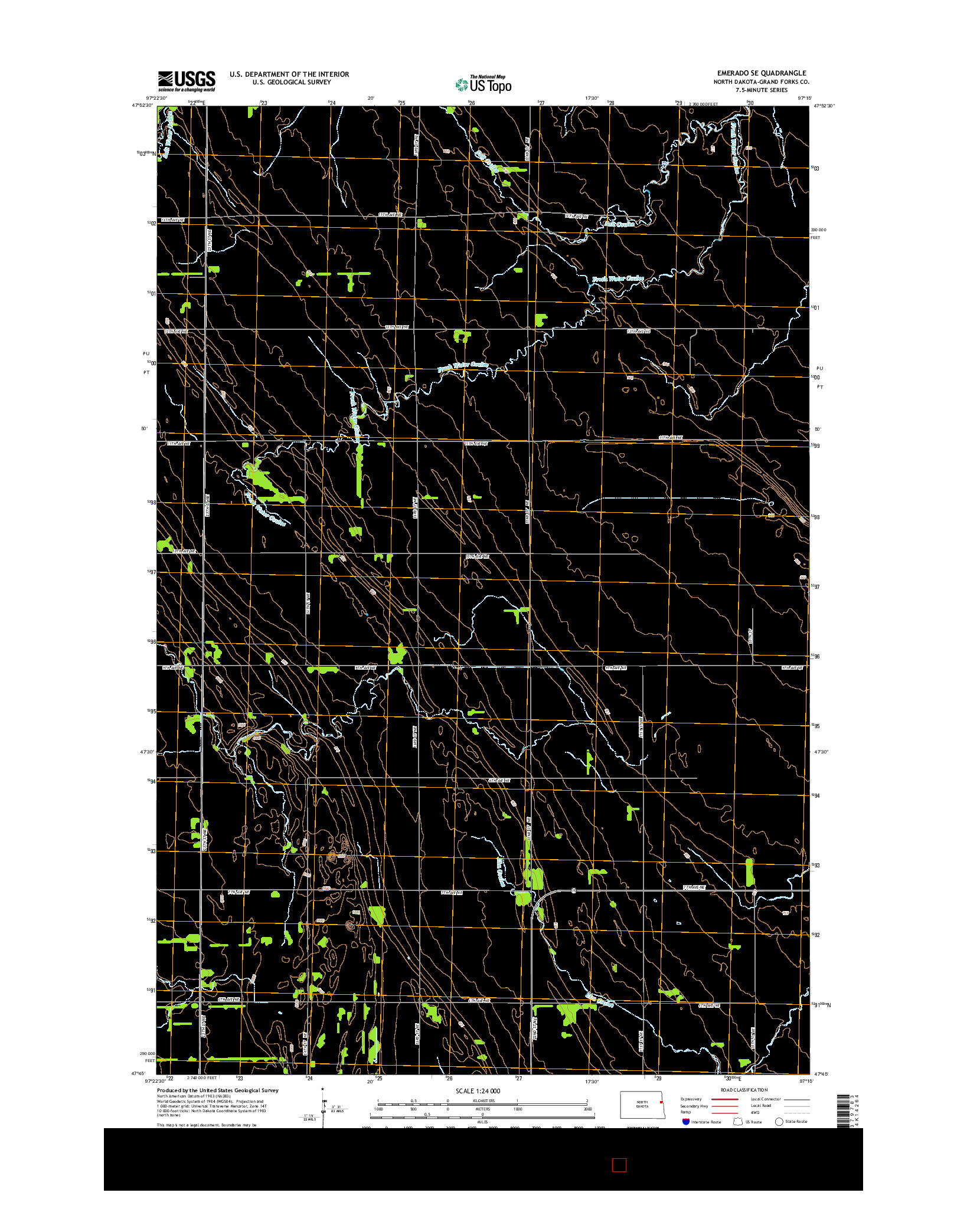 USGS US TOPO 7.5-MINUTE MAP FOR EMERADO SE, ND 2014