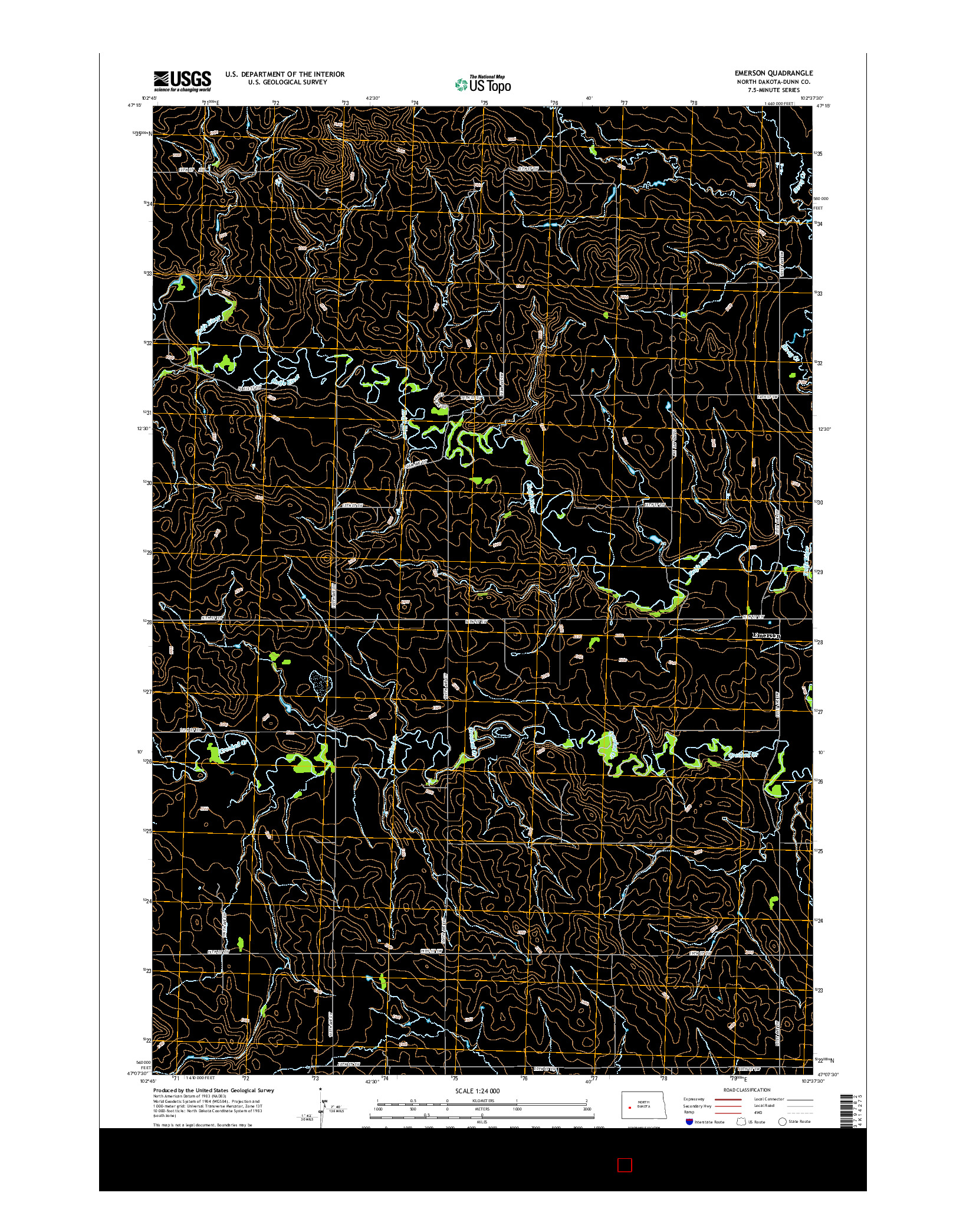 USGS US TOPO 7.5-MINUTE MAP FOR EMERSON, ND 2014