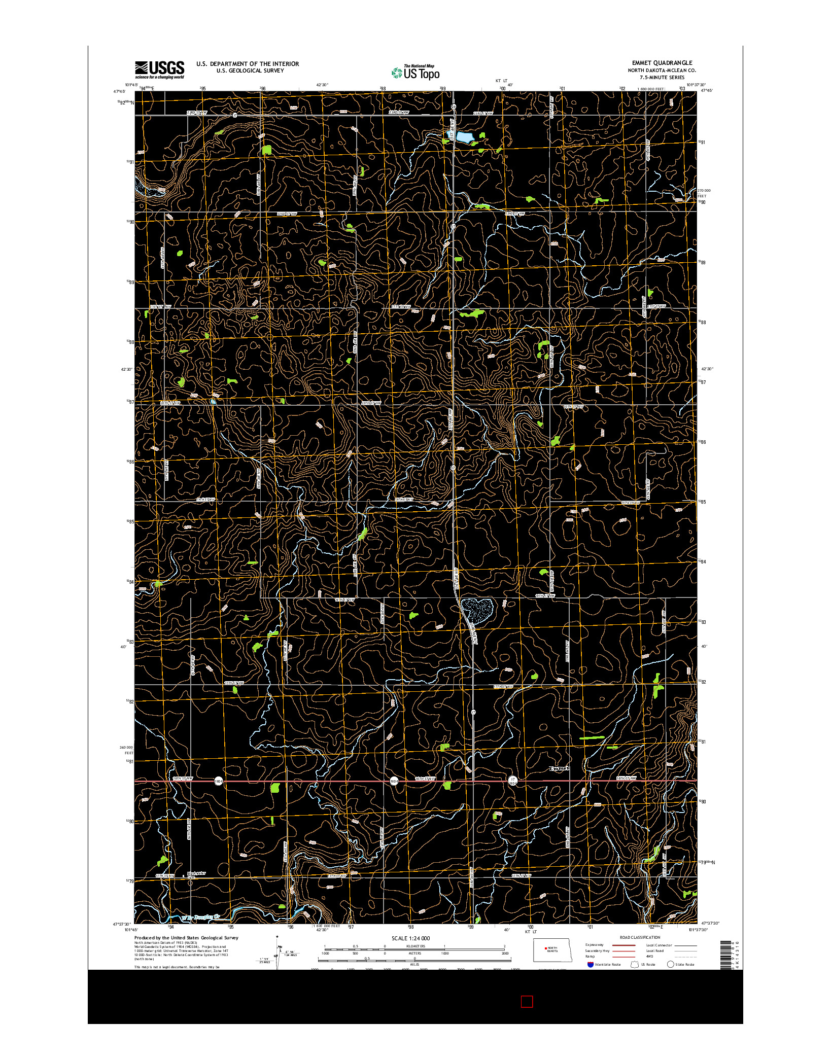 USGS US TOPO 7.5-MINUTE MAP FOR EMMET, ND 2014