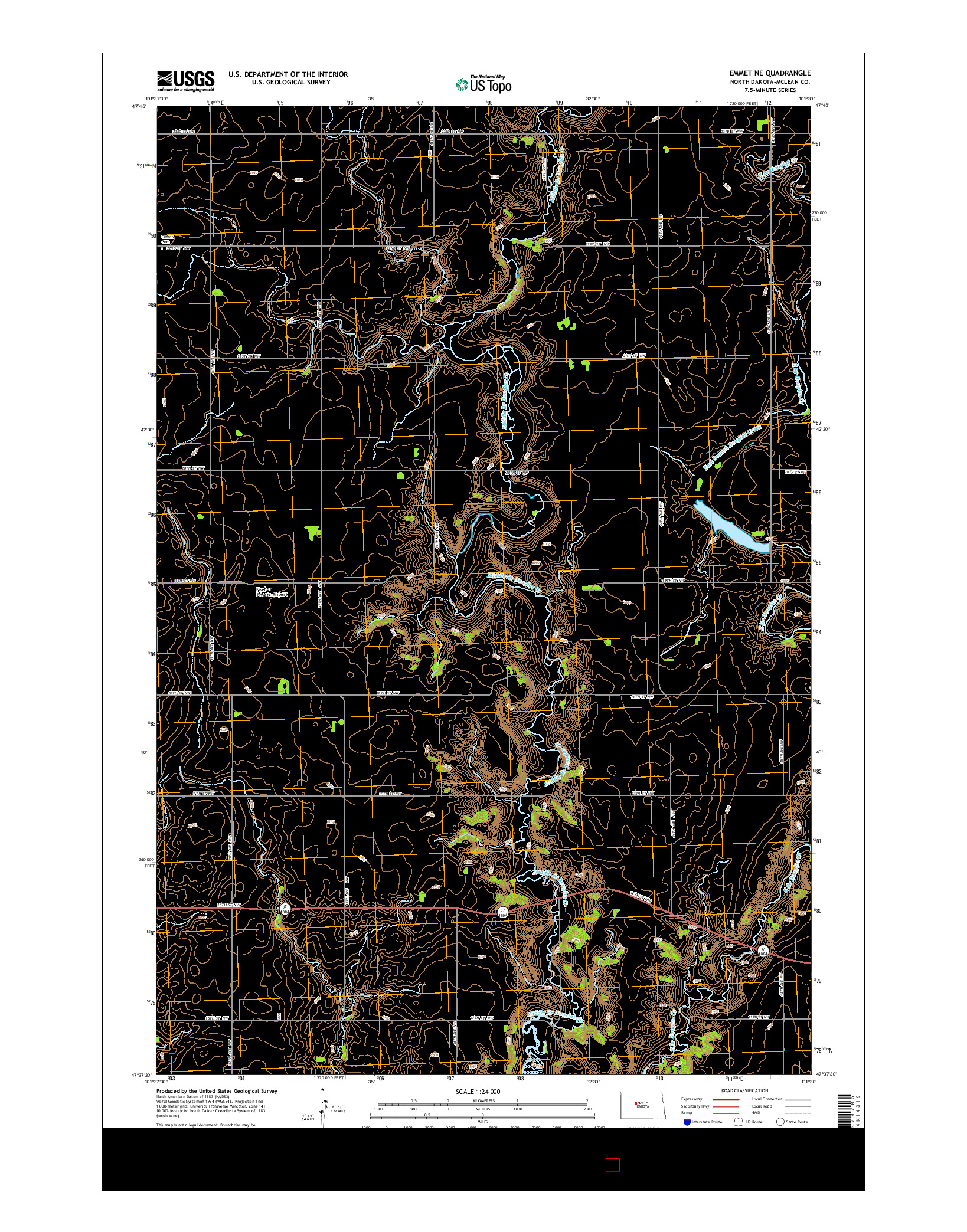 USGS US TOPO 7.5-MINUTE MAP FOR EMMET NE, ND 2014