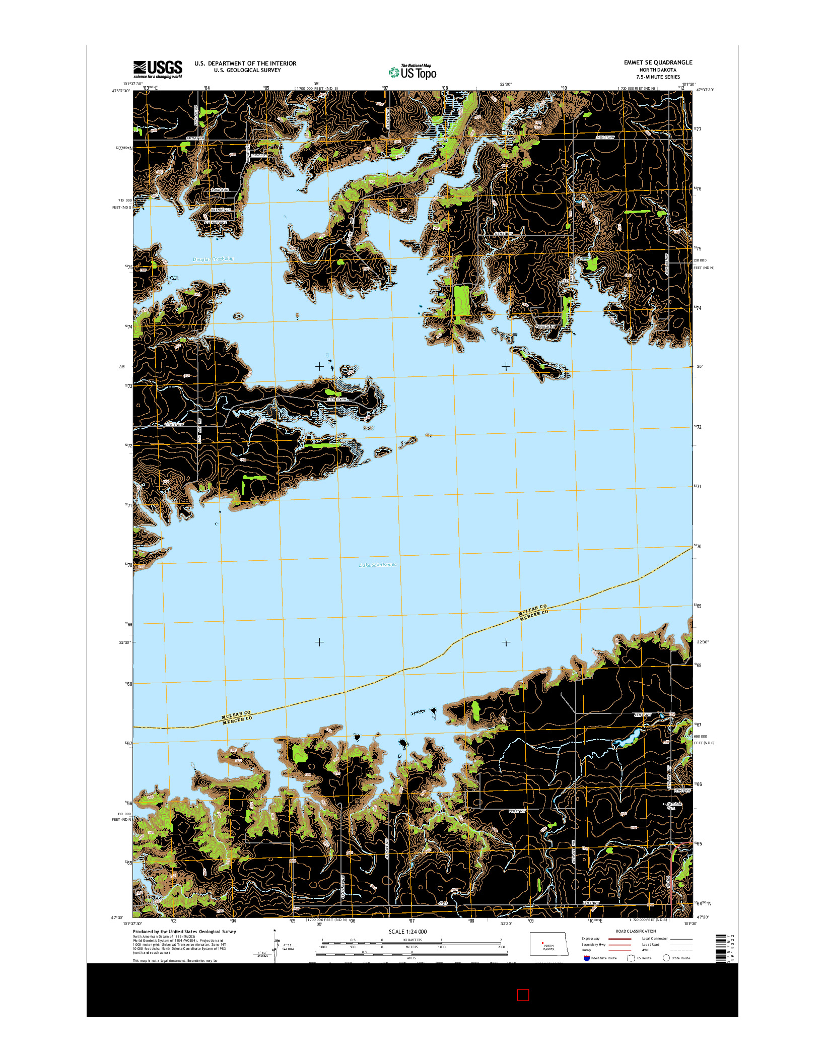 USGS US TOPO 7.5-MINUTE MAP FOR EMMET SE, ND 2014