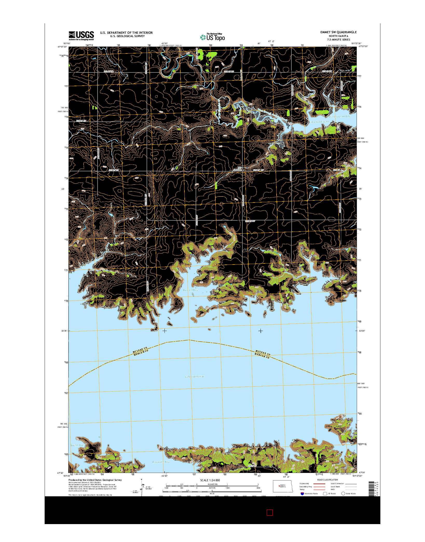 USGS US TOPO 7.5-MINUTE MAP FOR EMMET SW, ND 2014