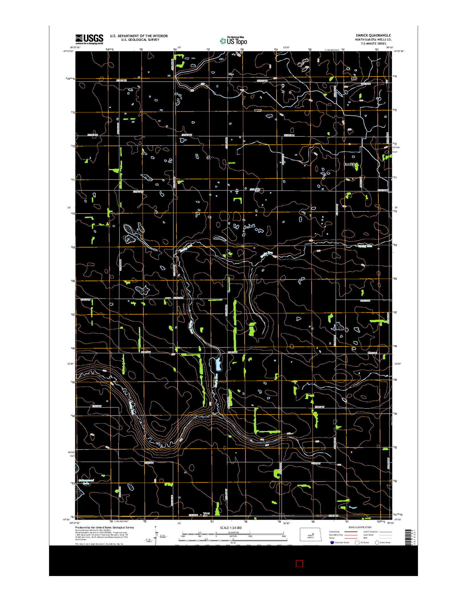 USGS US TOPO 7.5-MINUTE MAP FOR EMRICK, ND 2014