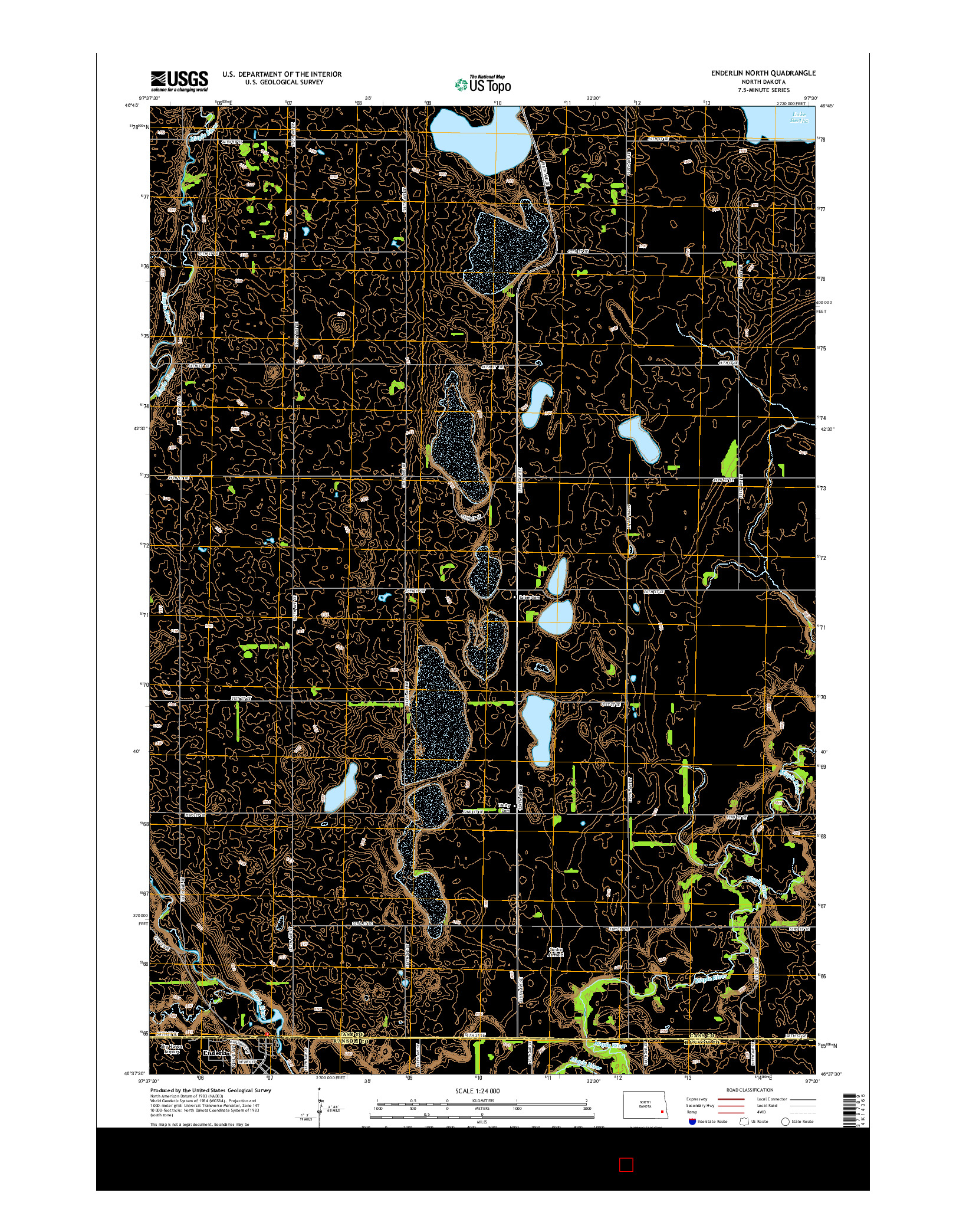 USGS US TOPO 7.5-MINUTE MAP FOR ENDERLIN NORTH, ND 2014