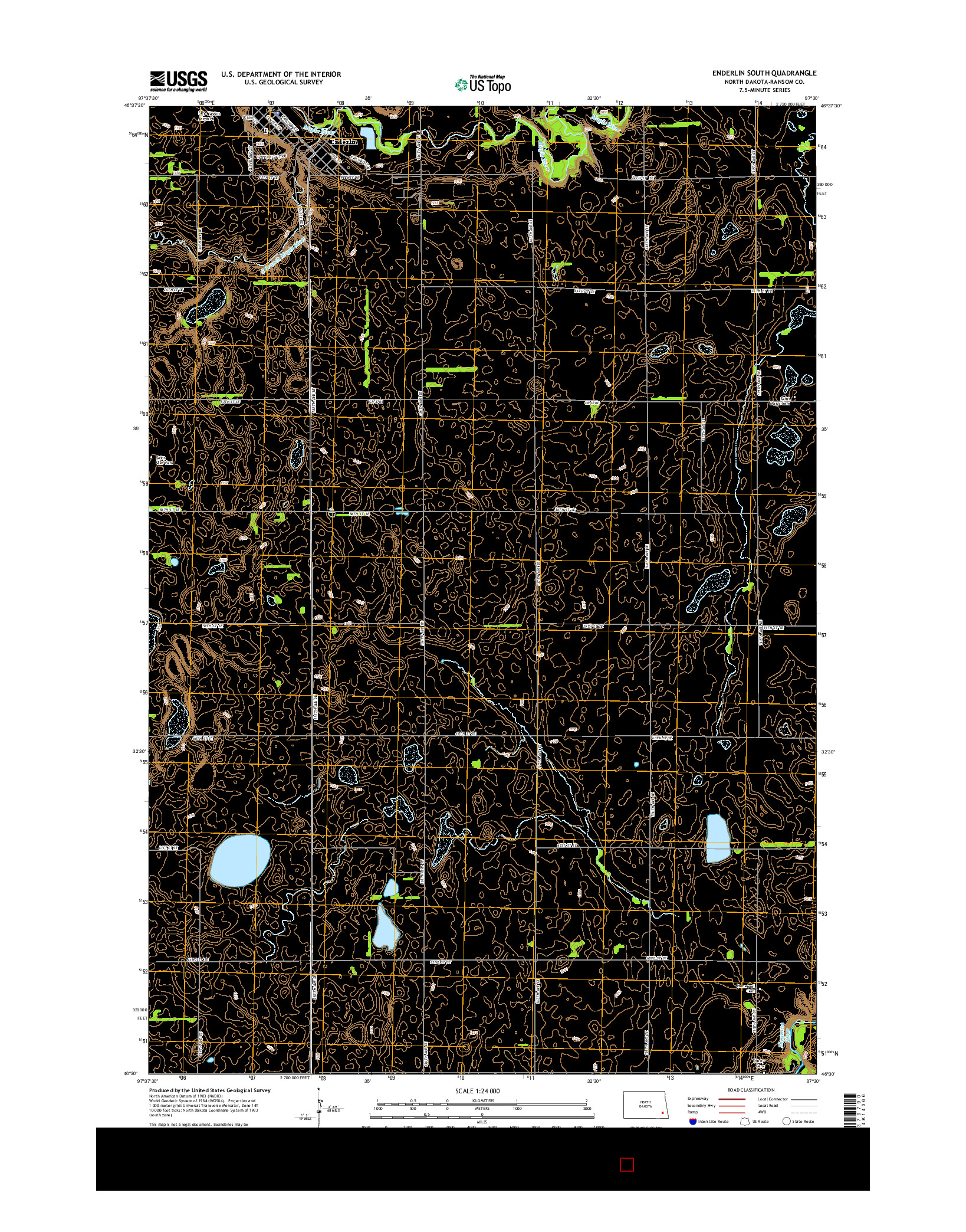 USGS US TOPO 7.5-MINUTE MAP FOR ENDERLIN SOUTH, ND 2014