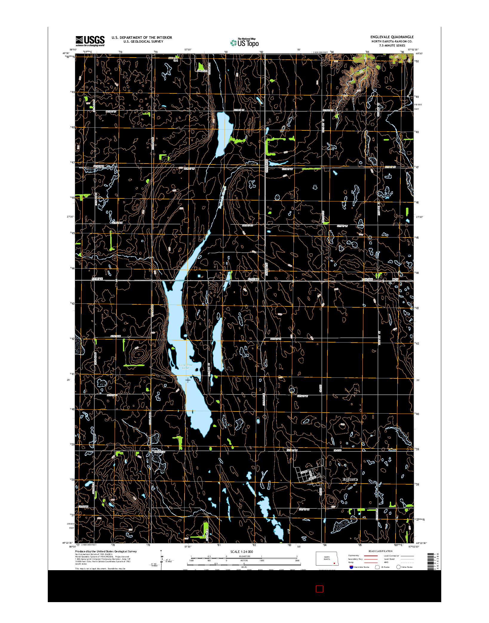 USGS US TOPO 7.5-MINUTE MAP FOR ENGLEVALE, ND 2014