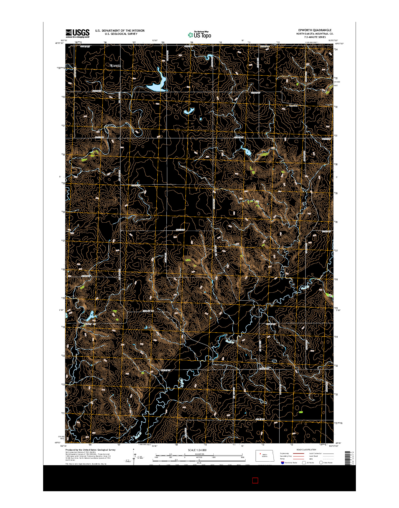 USGS US TOPO 7.5-MINUTE MAP FOR EPWORTH, ND 2014
