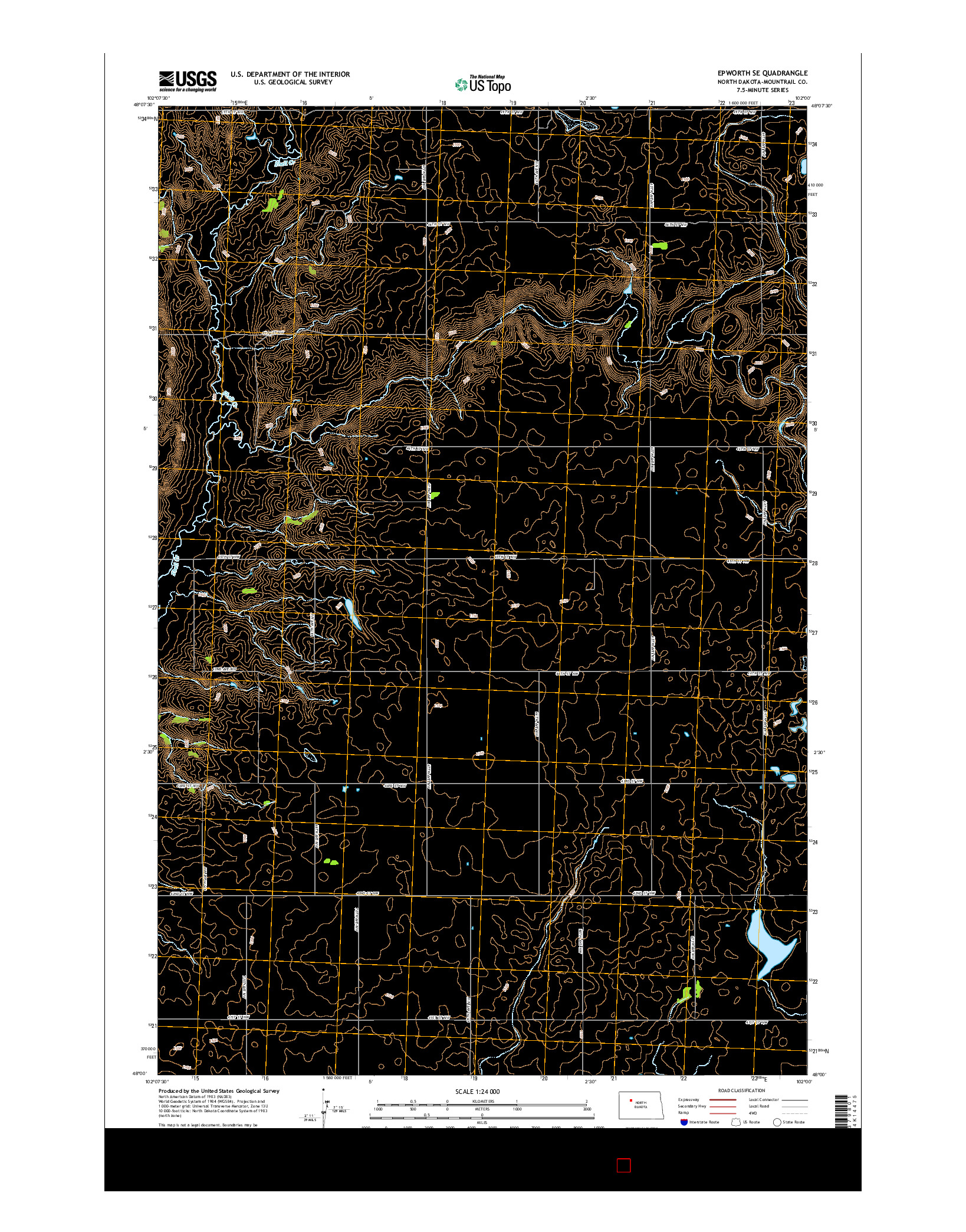 USGS US TOPO 7.5-MINUTE MAP FOR EPWORTH SE, ND 2014