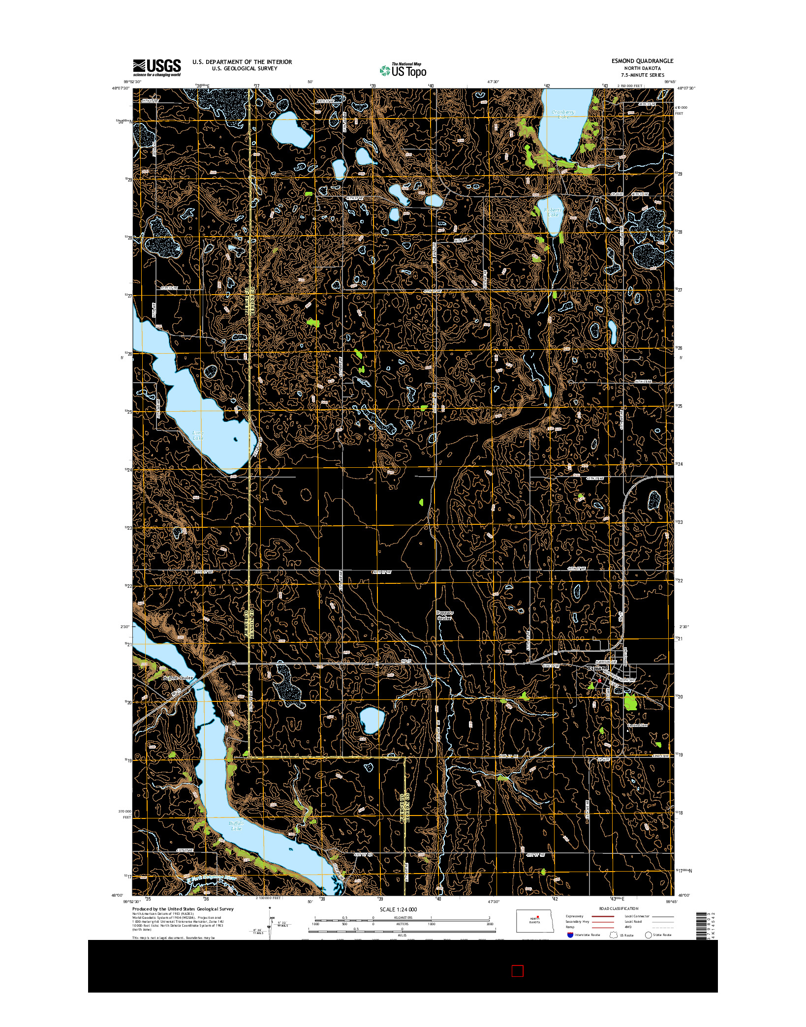 USGS US TOPO 7.5-MINUTE MAP FOR ESMOND, ND 2014