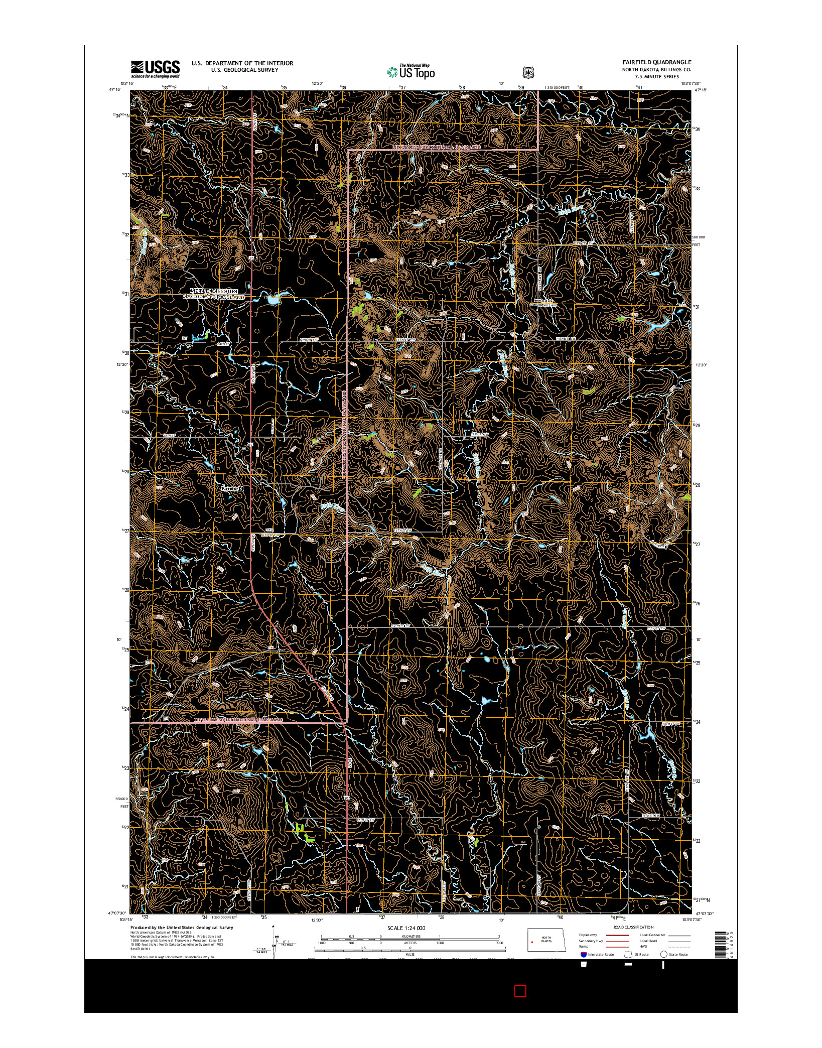 USGS US TOPO 7.5-MINUTE MAP FOR FAIRFIELD, ND 2014