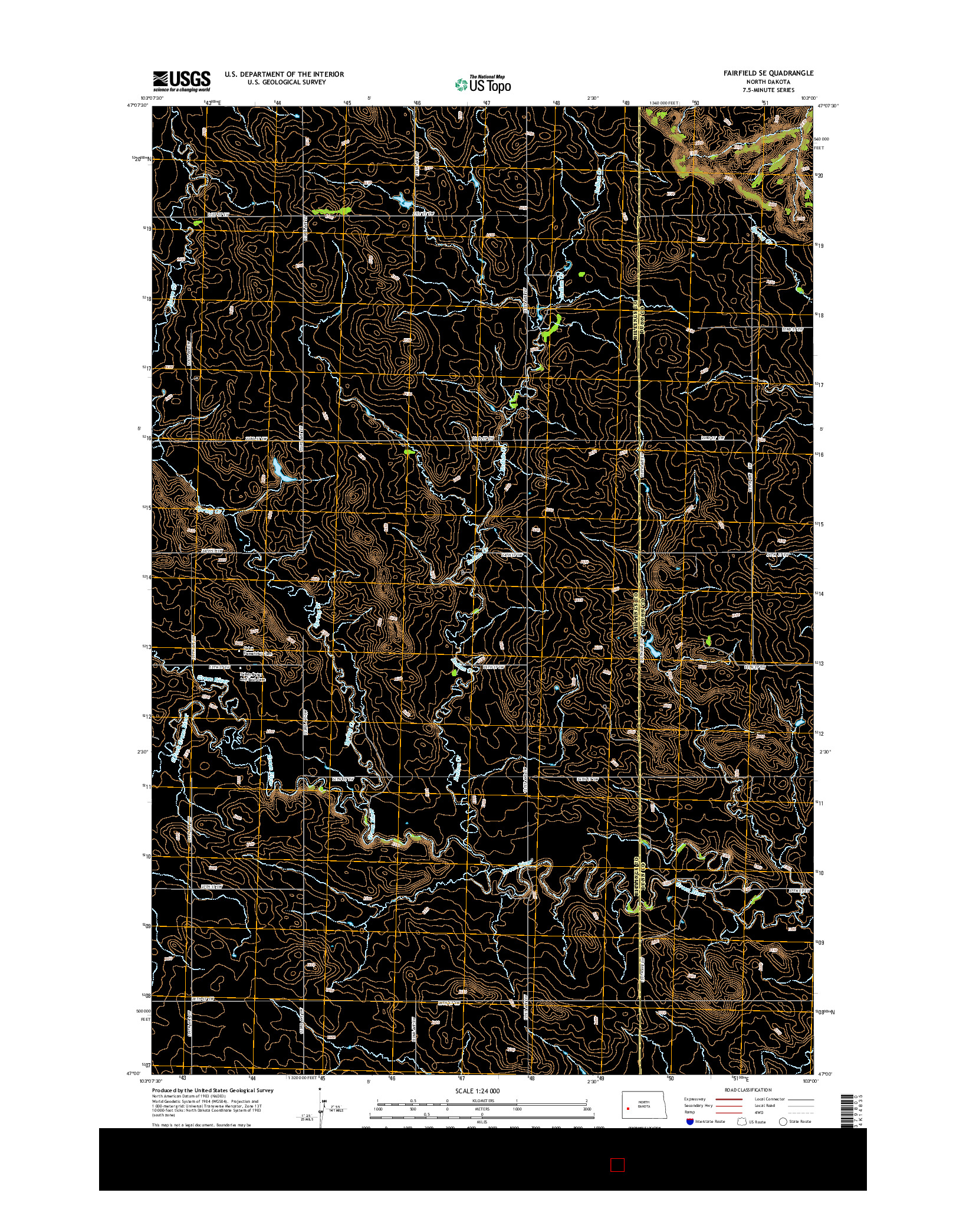 USGS US TOPO 7.5-MINUTE MAP FOR FAIRFIELD SE, ND 2014