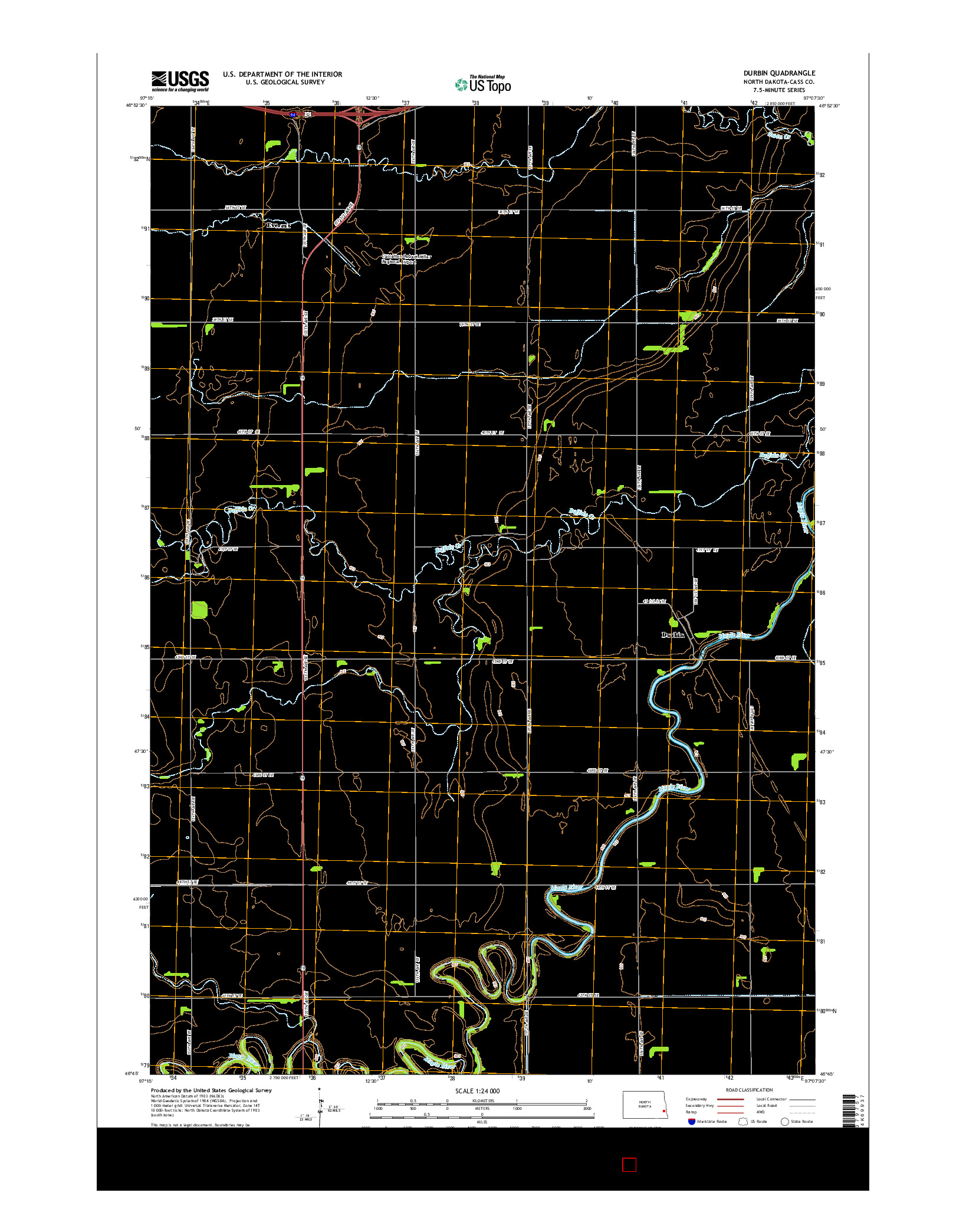 USGS US TOPO 7.5-MINUTE MAP FOR DURBIN, ND 2014