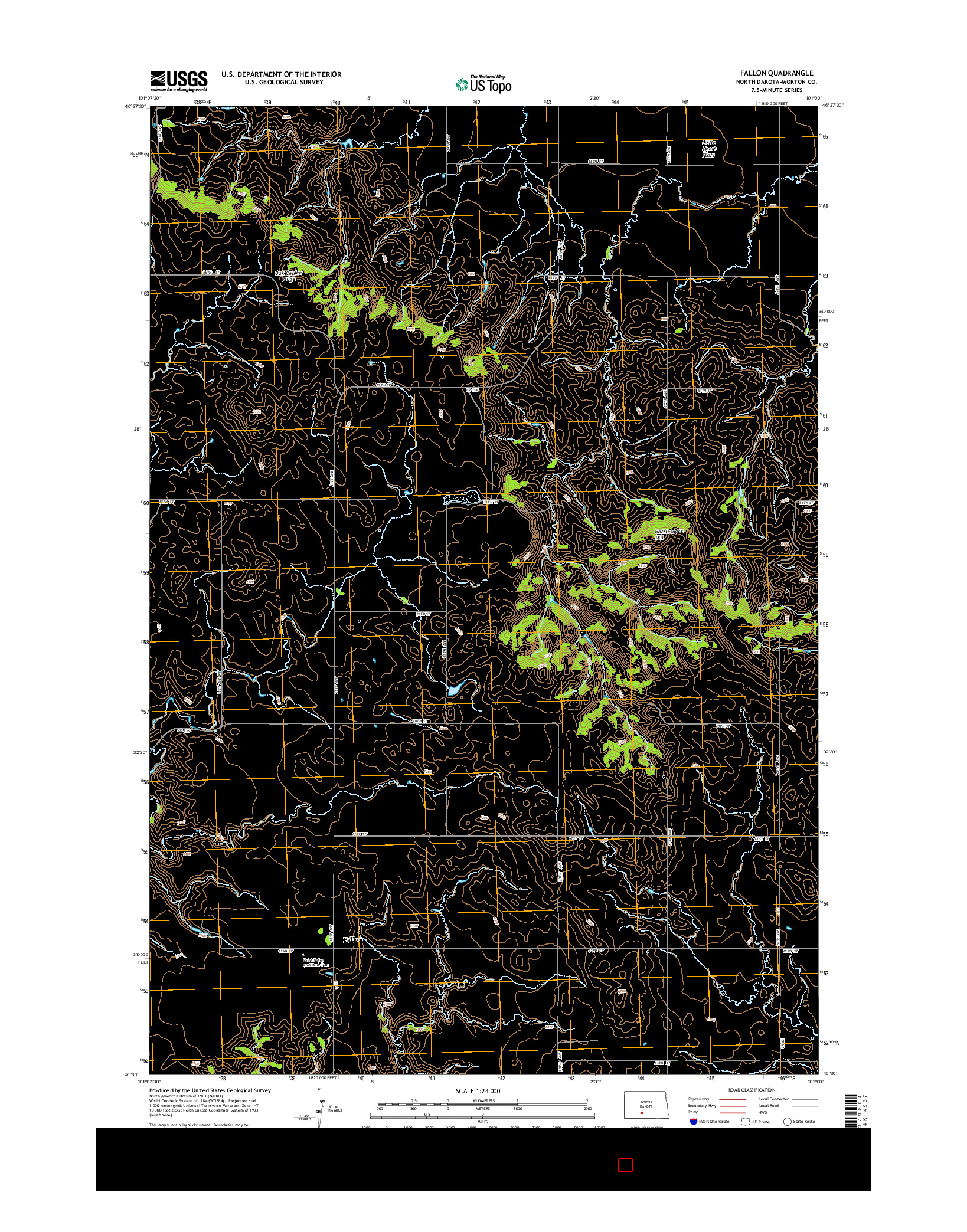 USGS US TOPO 7.5-MINUTE MAP FOR FALLON, ND 2014