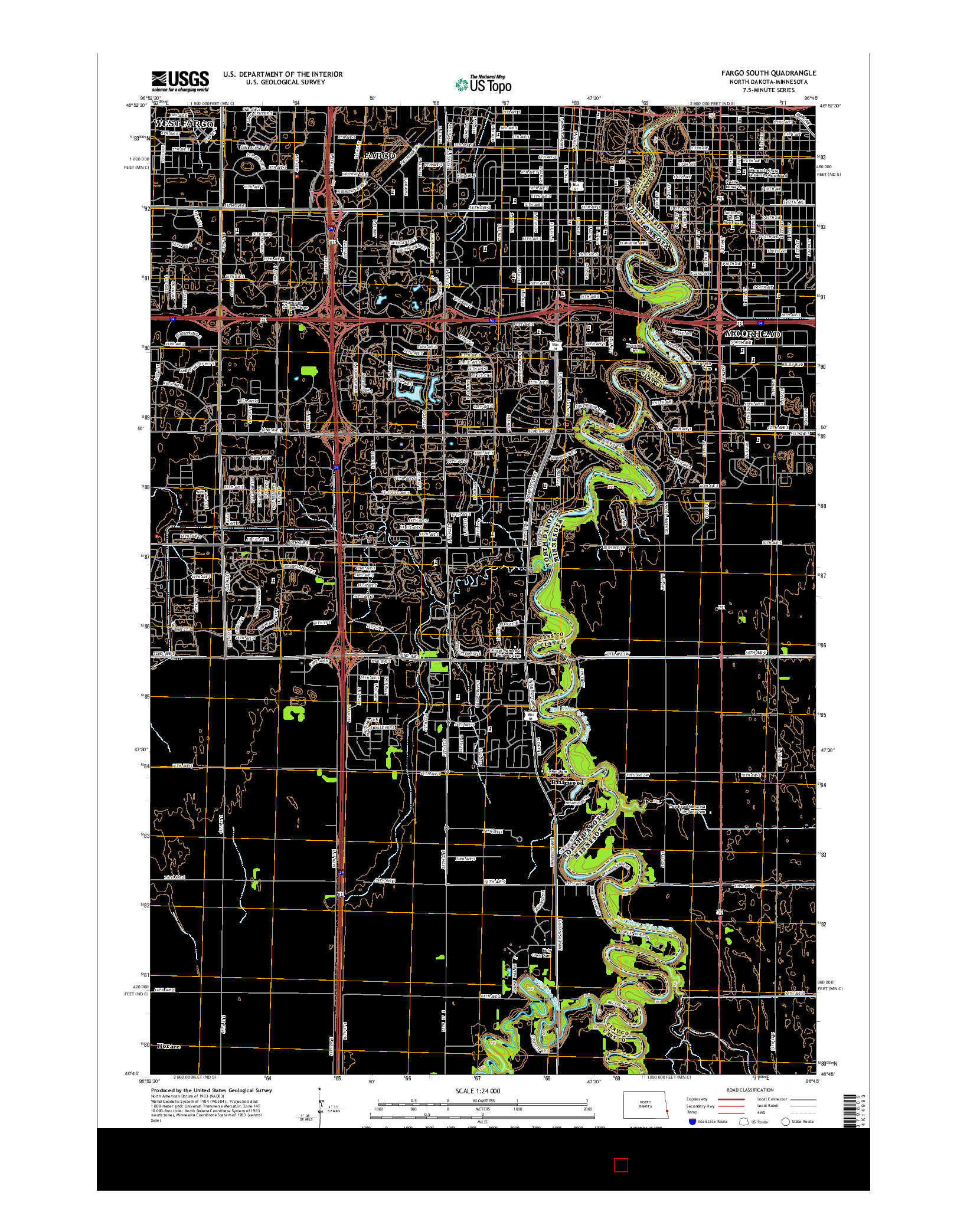 USGS US TOPO 7.5-MINUTE MAP FOR FARGO SOUTH, ND-MN 2014