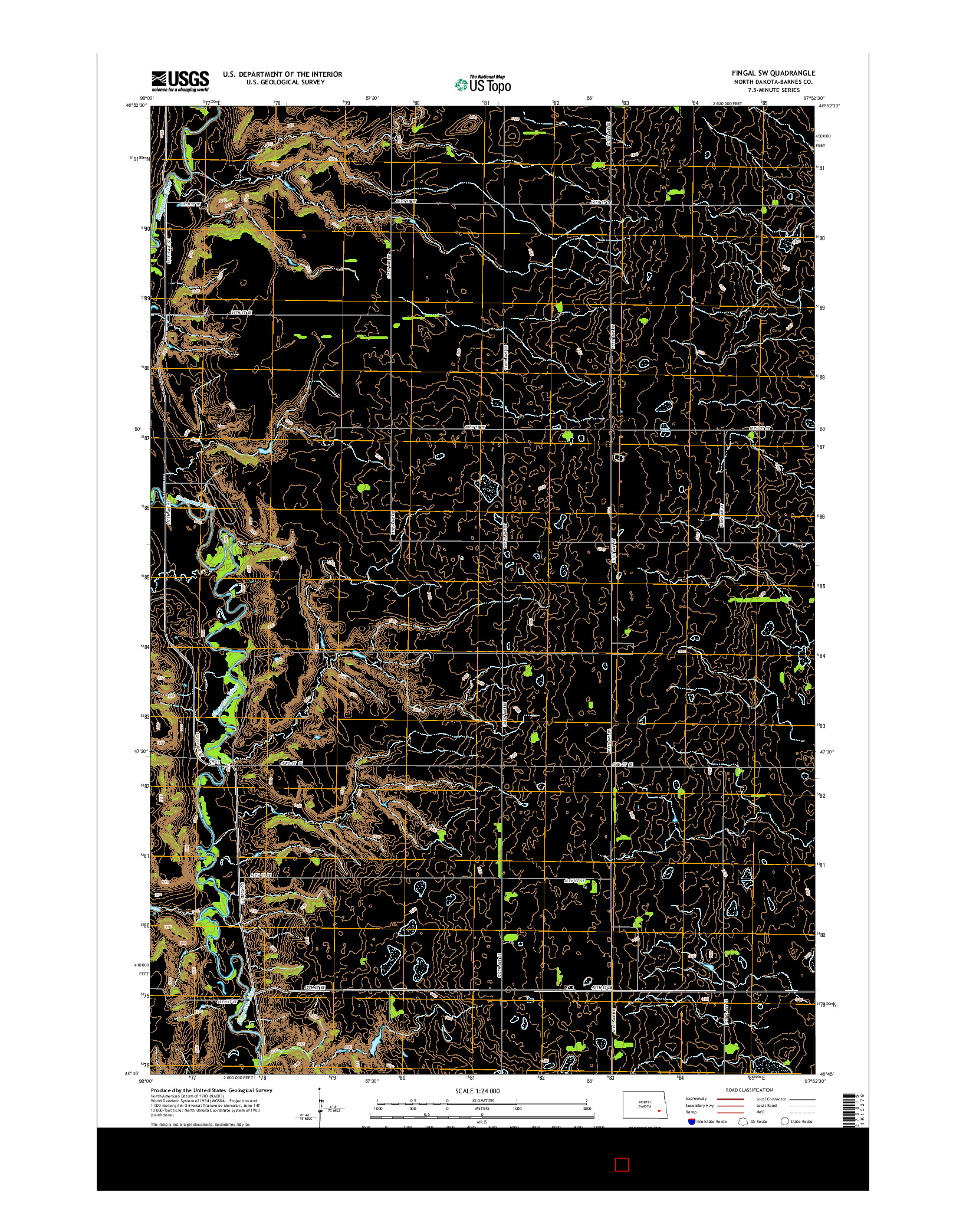 USGS US TOPO 7.5-MINUTE MAP FOR FINGAL SW, ND 2014