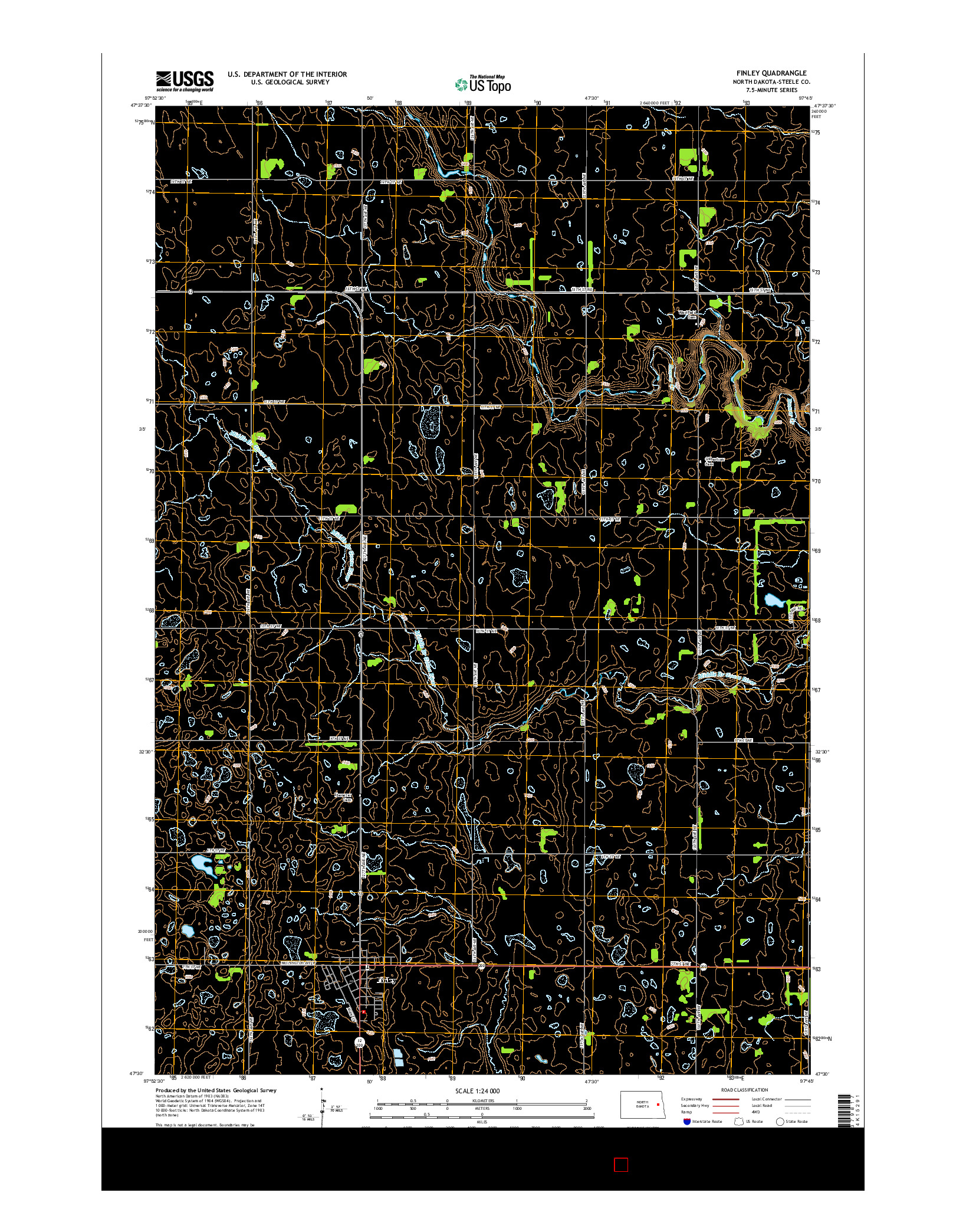 USGS US TOPO 7.5-MINUTE MAP FOR FINLEY, ND 2014