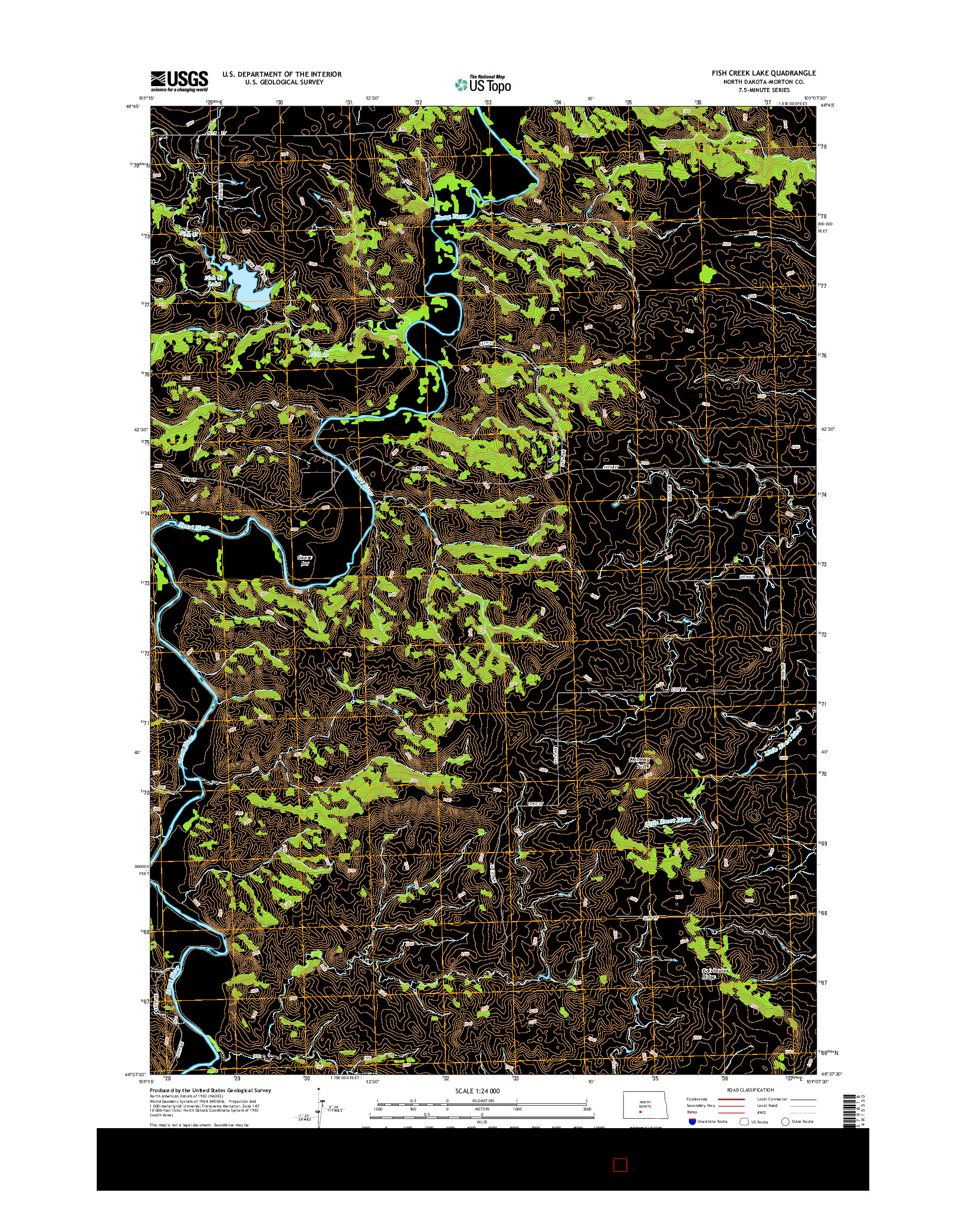 USGS US TOPO 7.5-MINUTE MAP FOR FISH CREEK LAKE, ND 2014