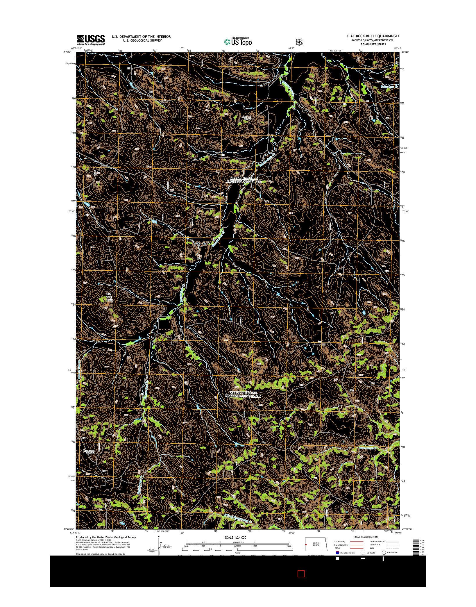 USGS US TOPO 7.5-MINUTE MAP FOR FLAT ROCK BUTTE, ND 2014