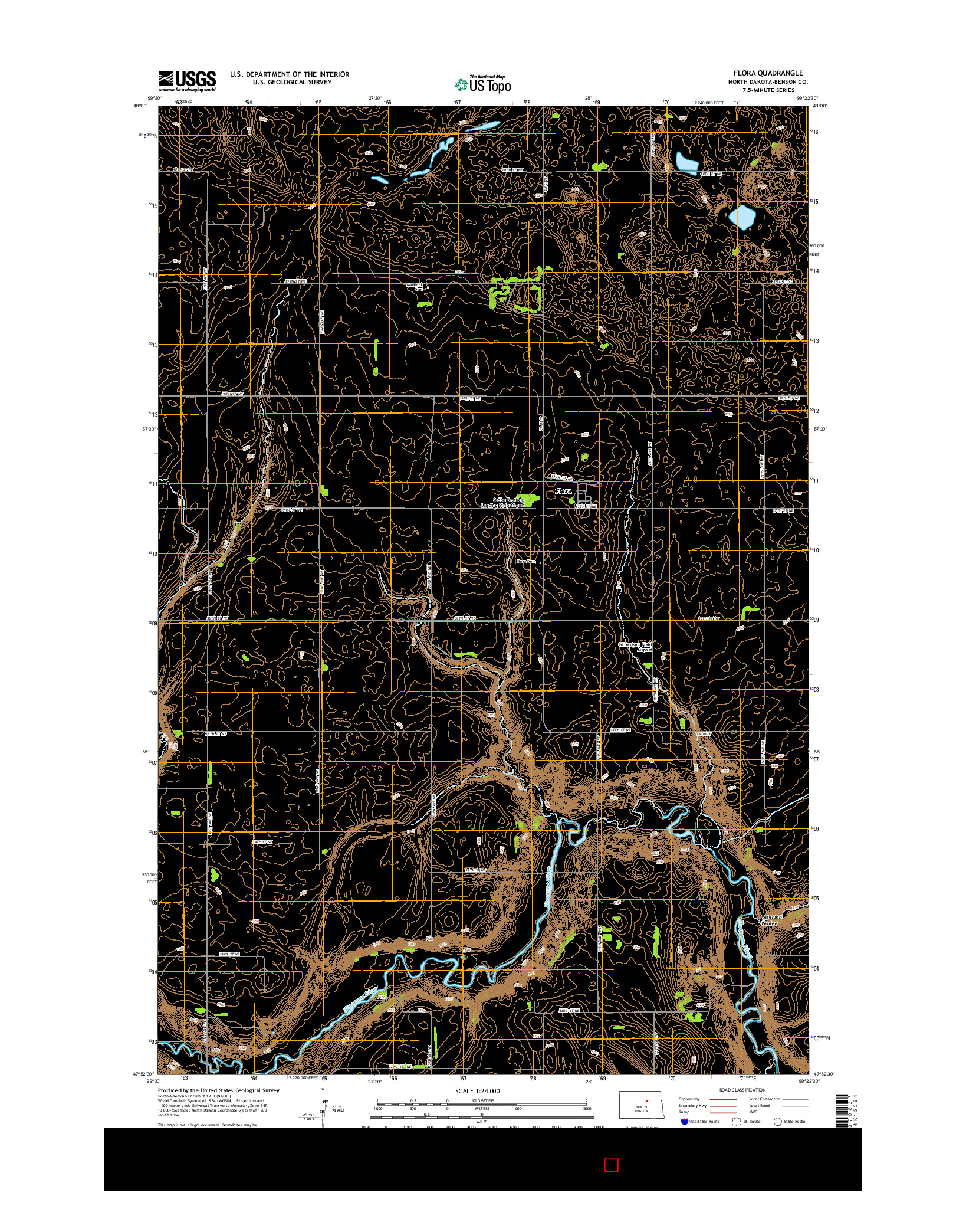 USGS US TOPO 7.5-MINUTE MAP FOR FLORA, ND 2014