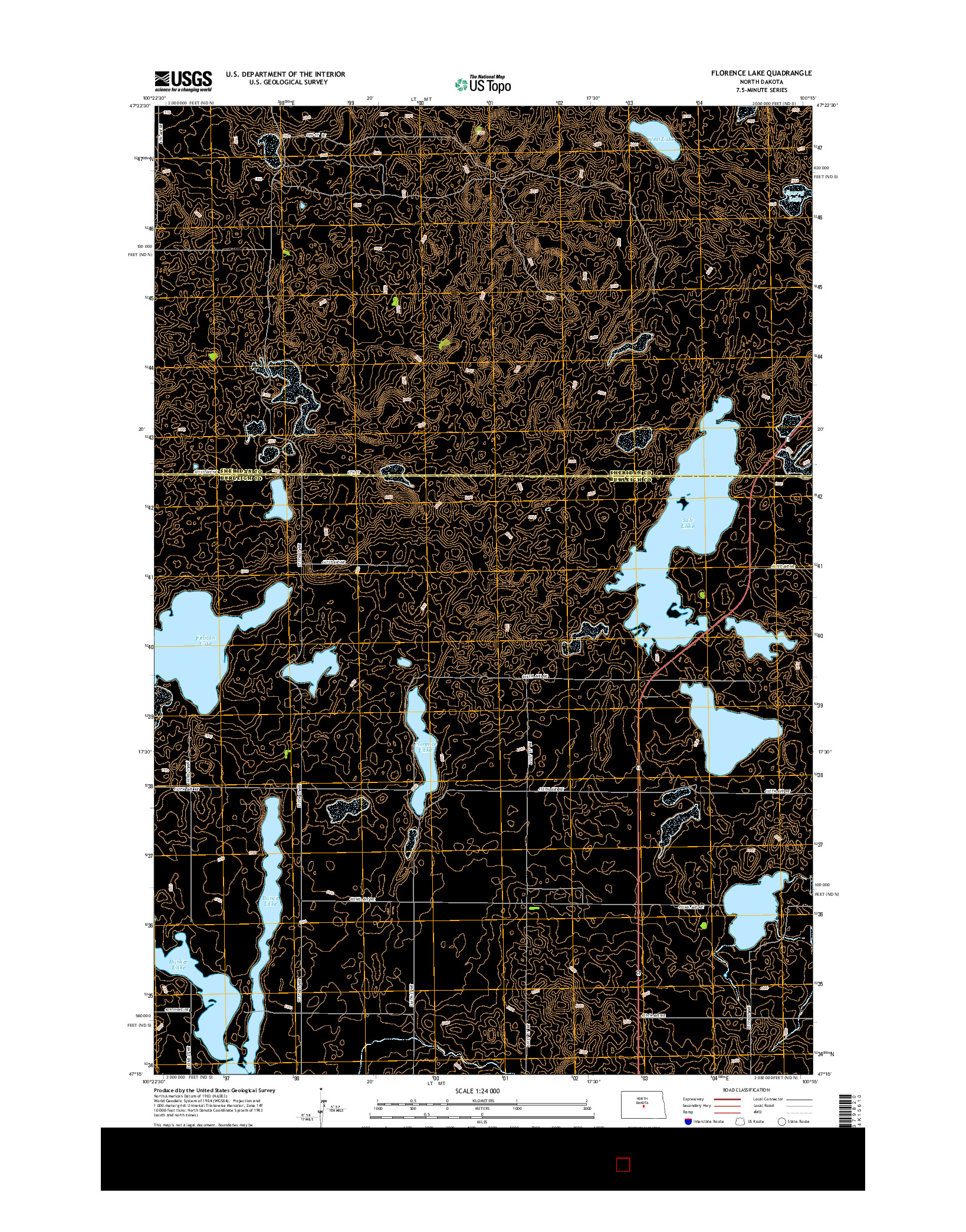 USGS US TOPO 7.5-MINUTE MAP FOR FLORENCE LAKE, ND 2014
