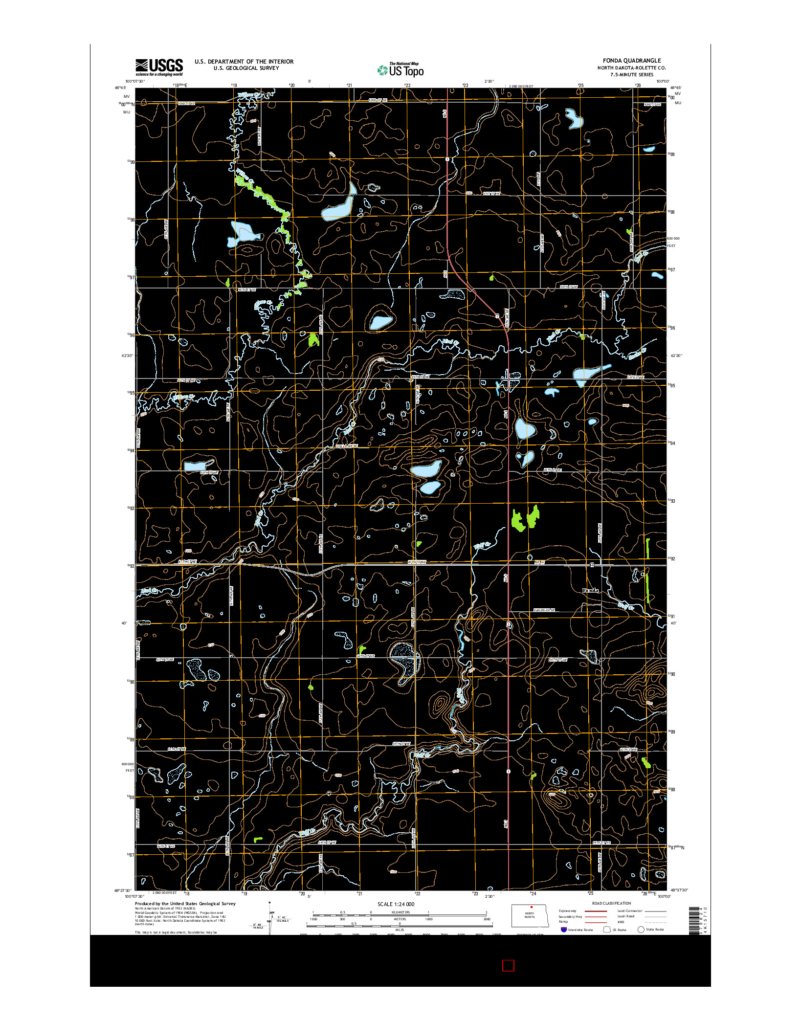 USGS US TOPO 7.5-MINUTE MAP FOR FONDA, ND 2014