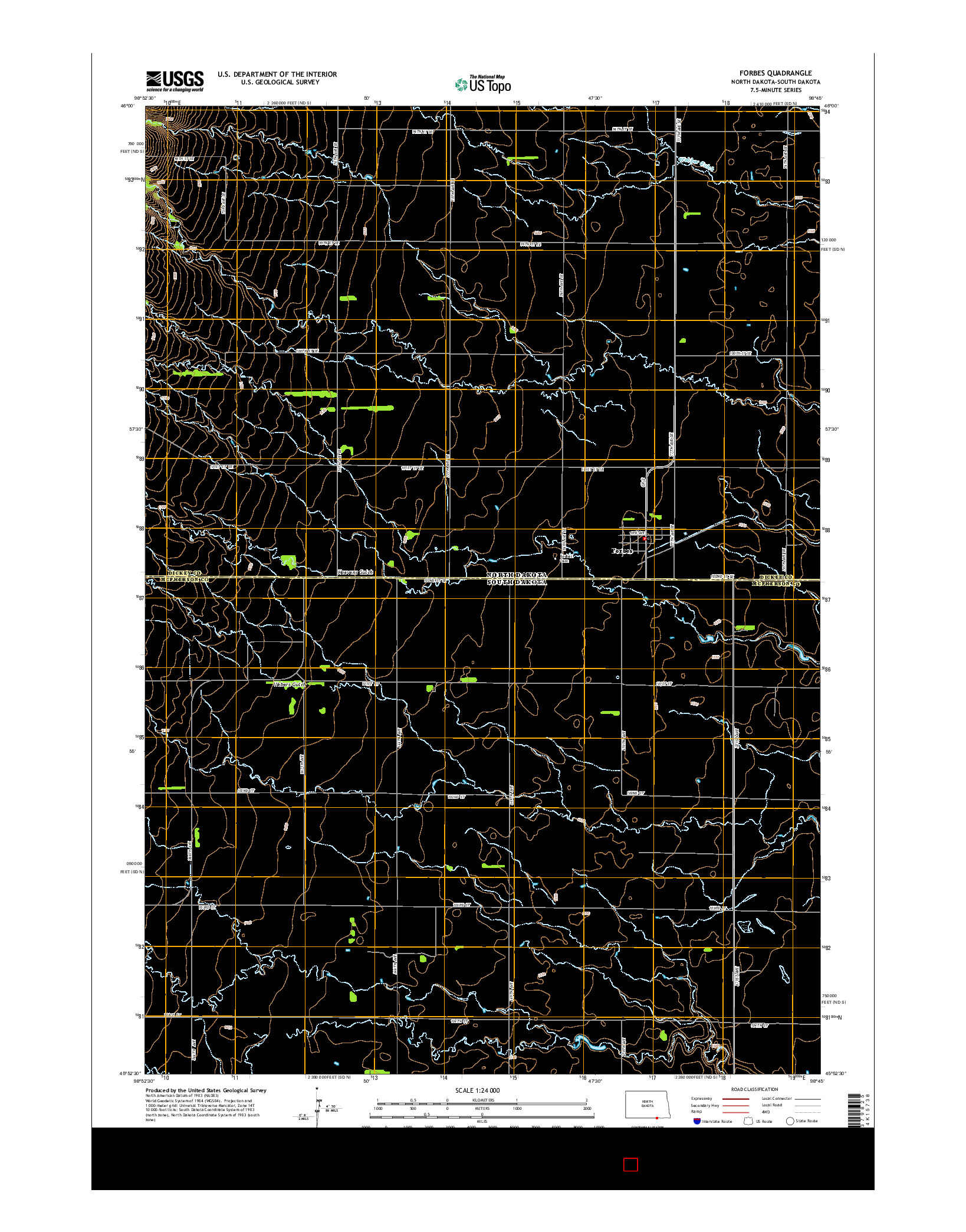 USGS US TOPO 7.5-MINUTE MAP FOR FORBES, ND-SD 2014