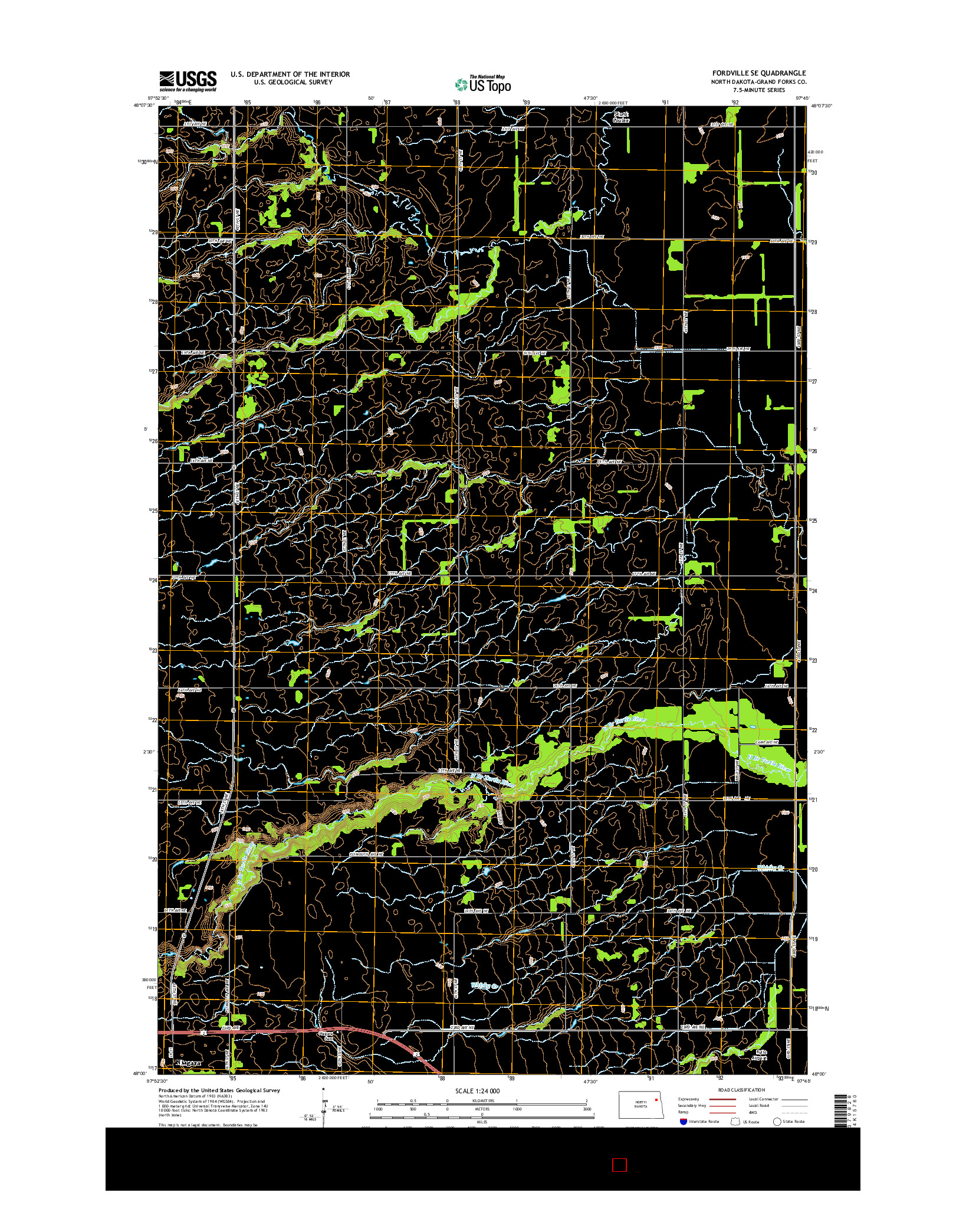USGS US TOPO 7.5-MINUTE MAP FOR FORDVILLE SE, ND 2014