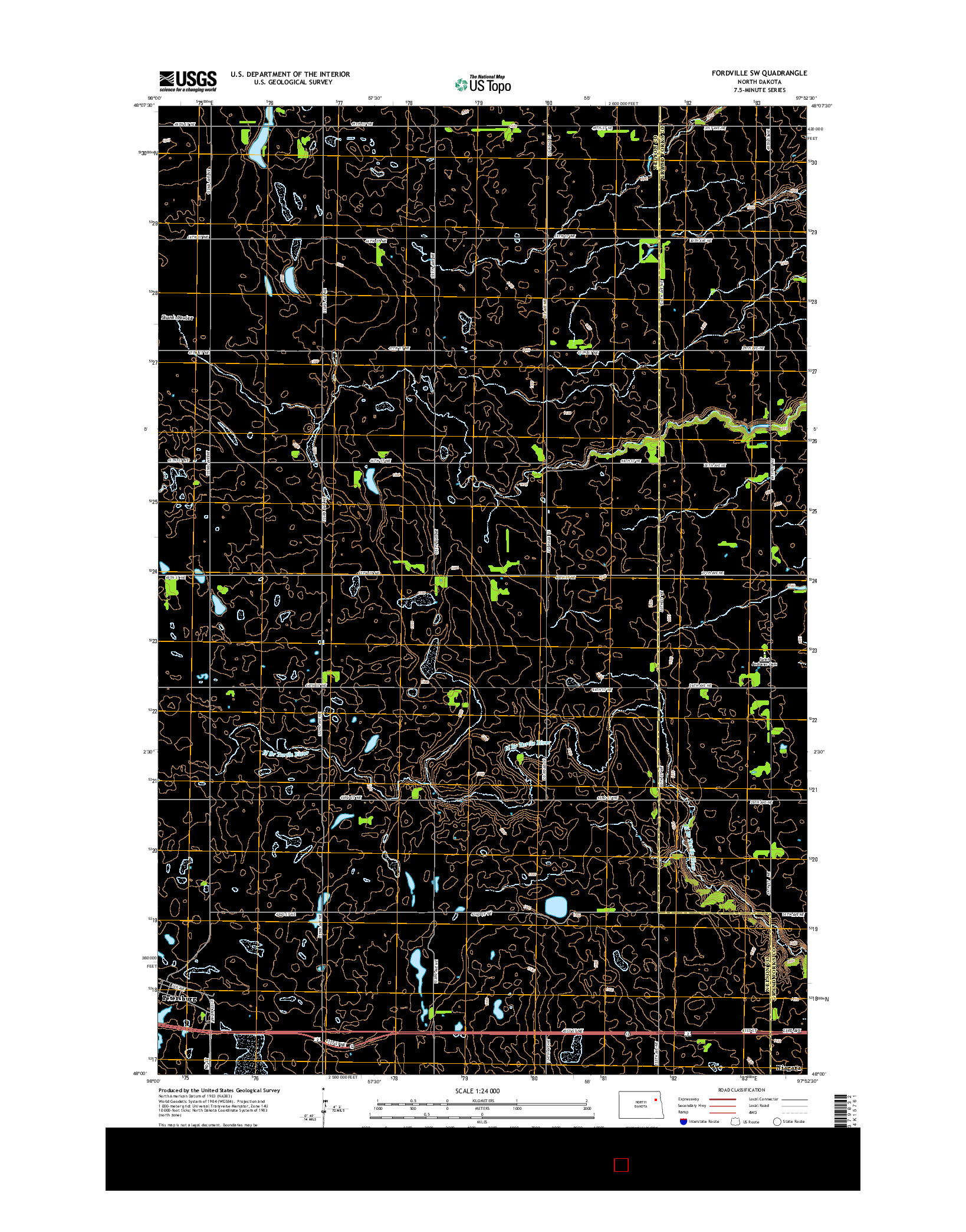 USGS US TOPO 7.5-MINUTE MAP FOR FORDVILLE SW, ND 2014