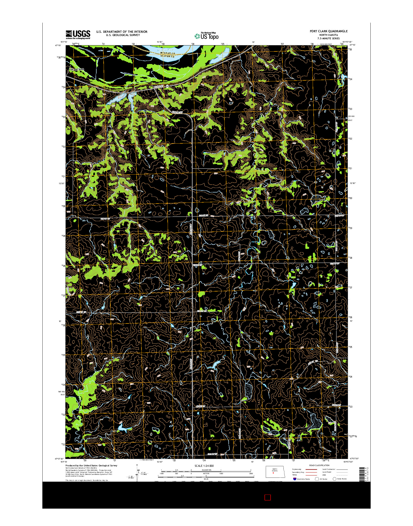 USGS US TOPO 7.5-MINUTE MAP FOR FORT CLARK, ND 2014
