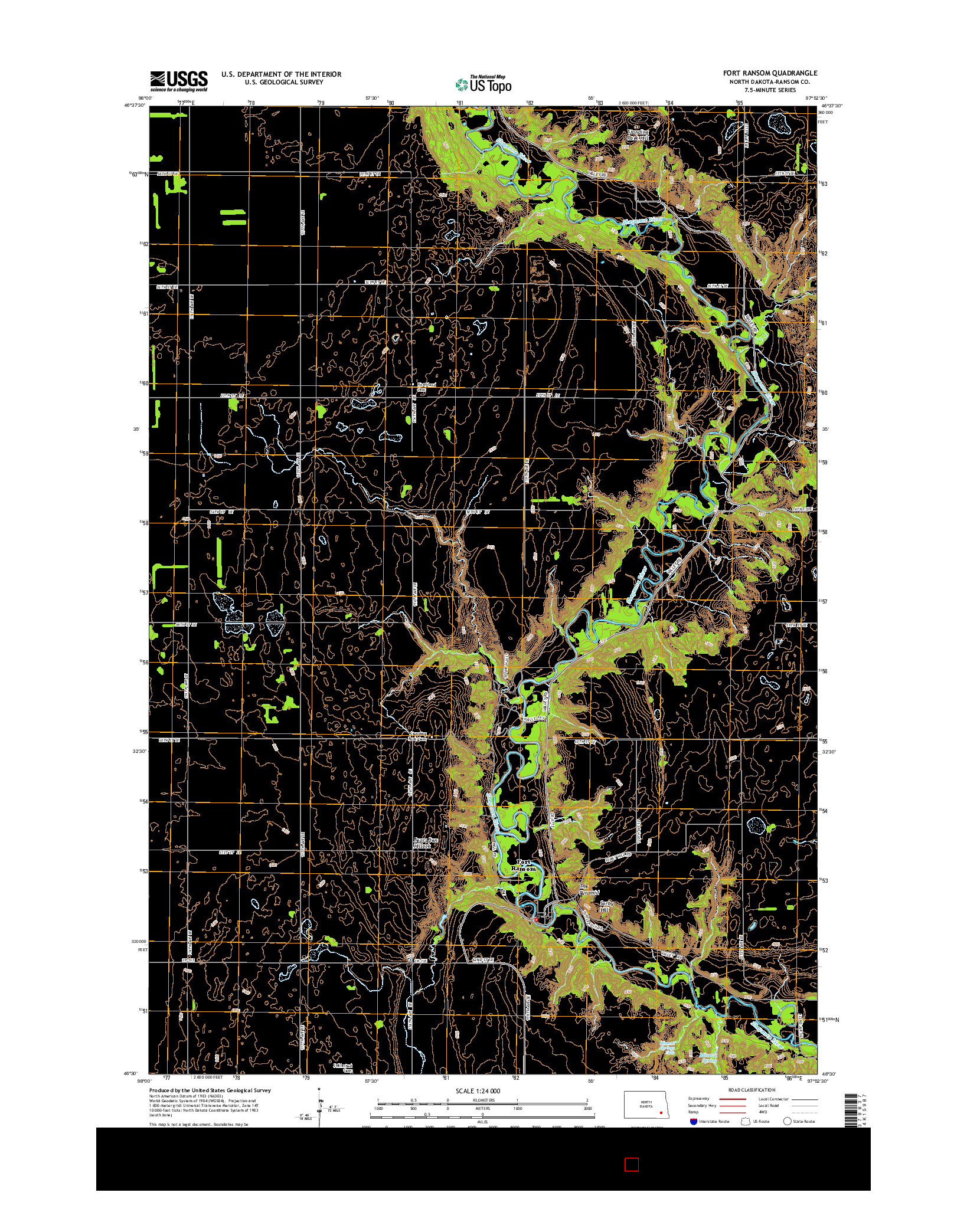 USGS US TOPO 7.5-MINUTE MAP FOR FORT RANSOM, ND 2014