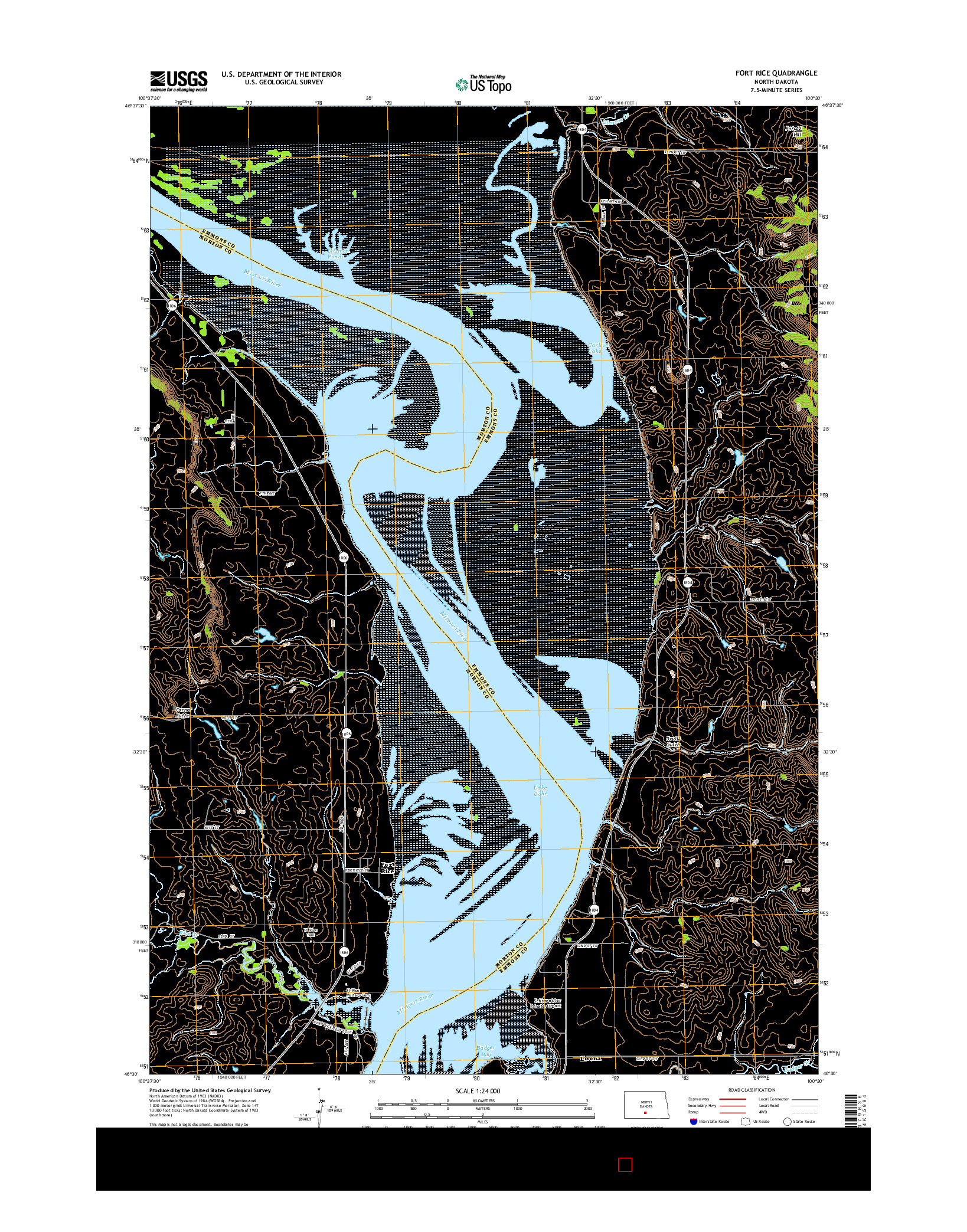 USGS US TOPO 7.5-MINUTE MAP FOR FORT RICE, ND 2014