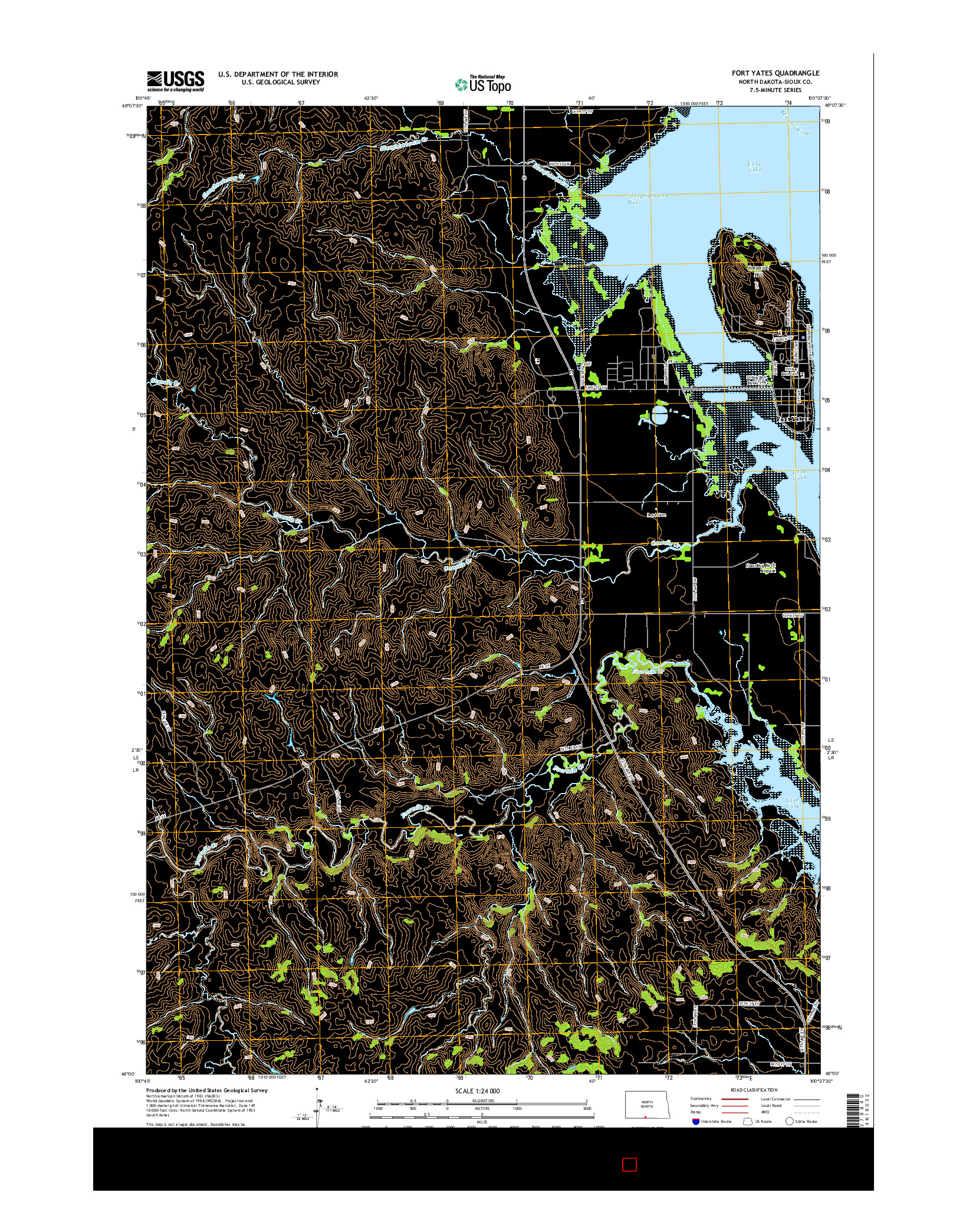 USGS US TOPO 7.5-MINUTE MAP FOR FORT YATES, ND 2014