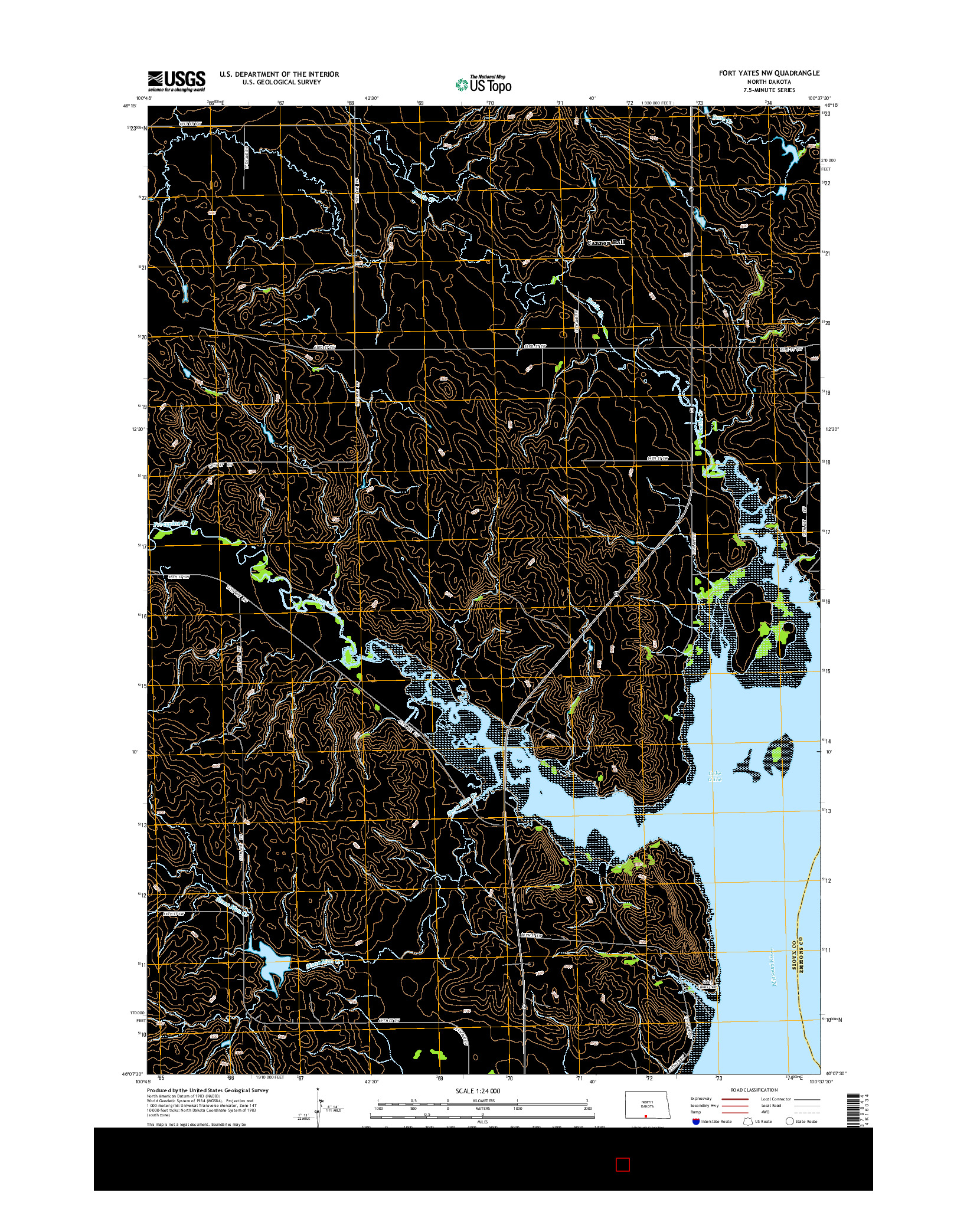 USGS US TOPO 7.5-MINUTE MAP FOR FORT YATES NW, ND 2014