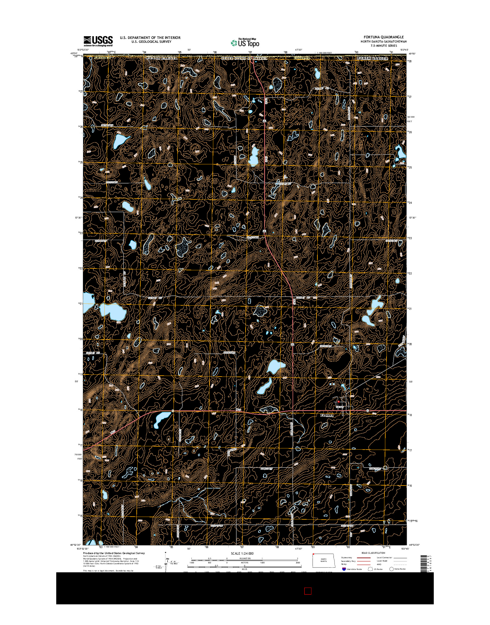 USGS US TOPO 7.5-MINUTE MAP FOR FORTUNA, ND-SK 2014