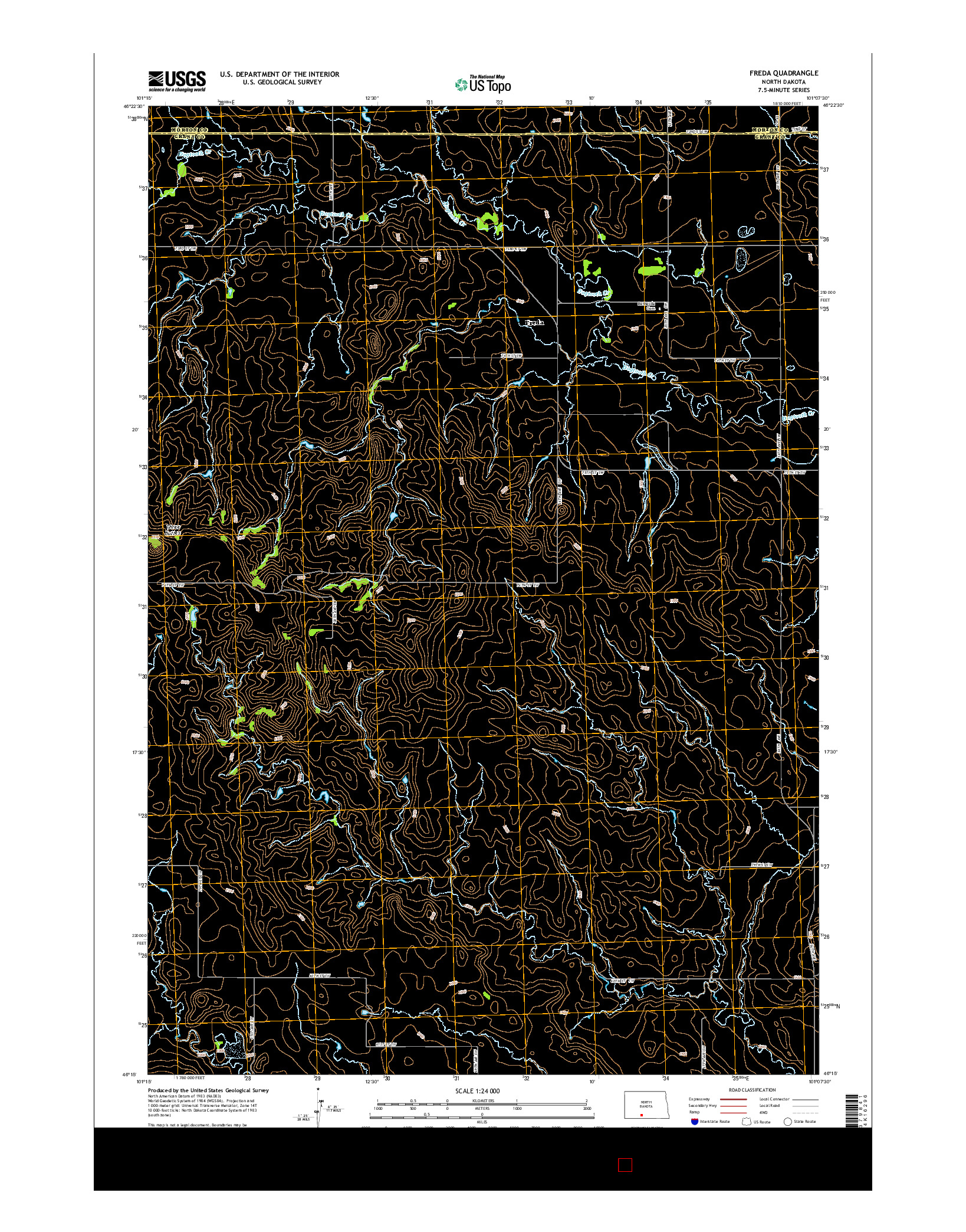 USGS US TOPO 7.5-MINUTE MAP FOR FREDA, ND 2014