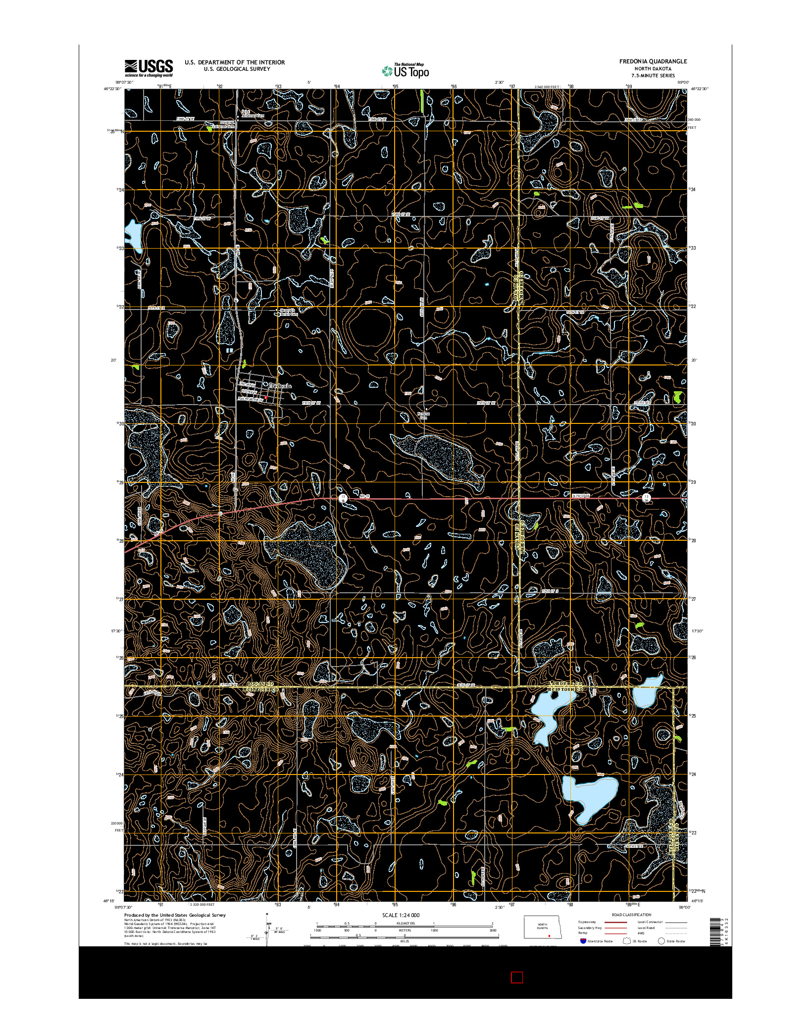 USGS US TOPO 7.5-MINUTE MAP FOR FREDONIA, ND 2014