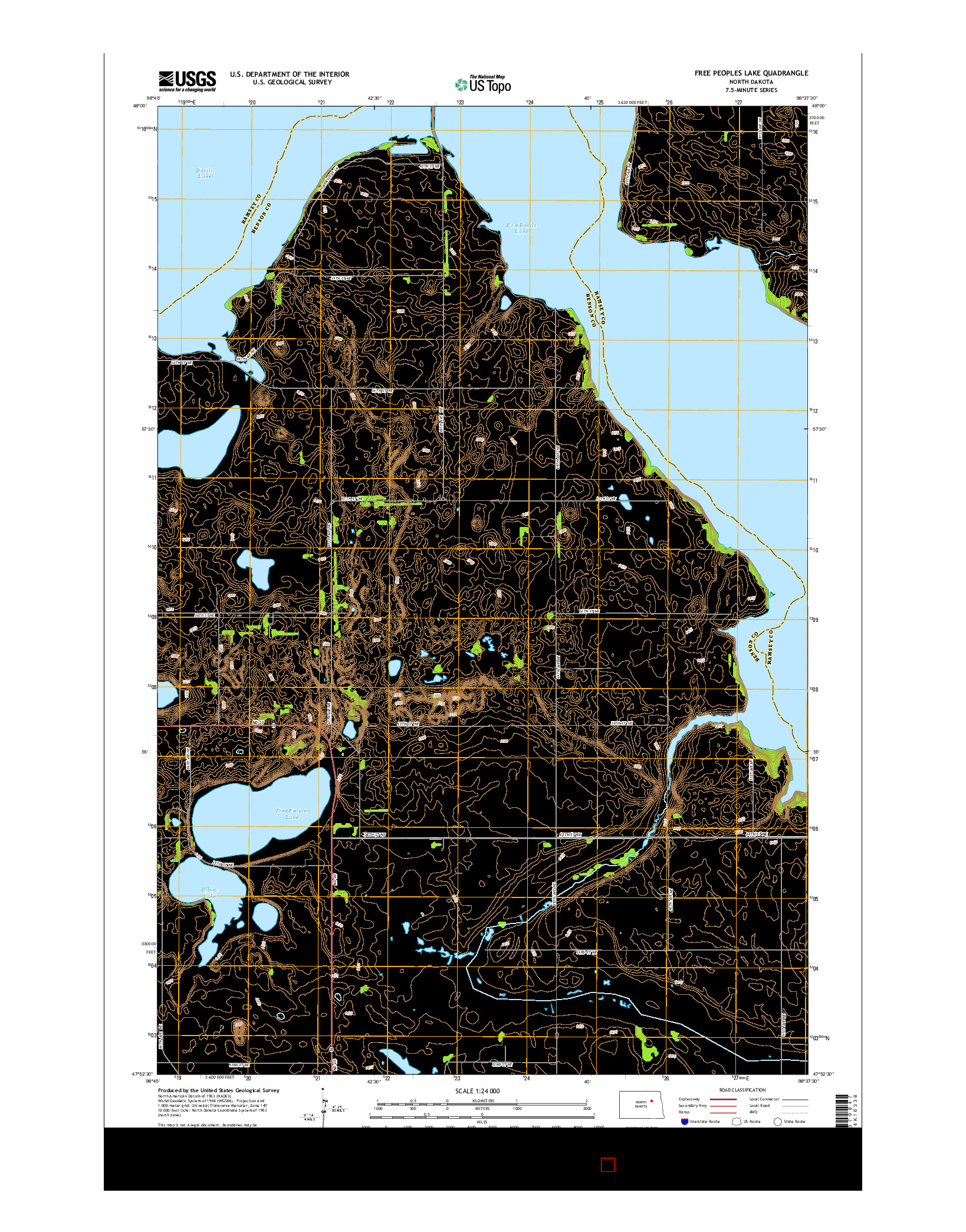 USGS US TOPO 7.5-MINUTE MAP FOR FREE PEOPLES LAKE, ND 2014