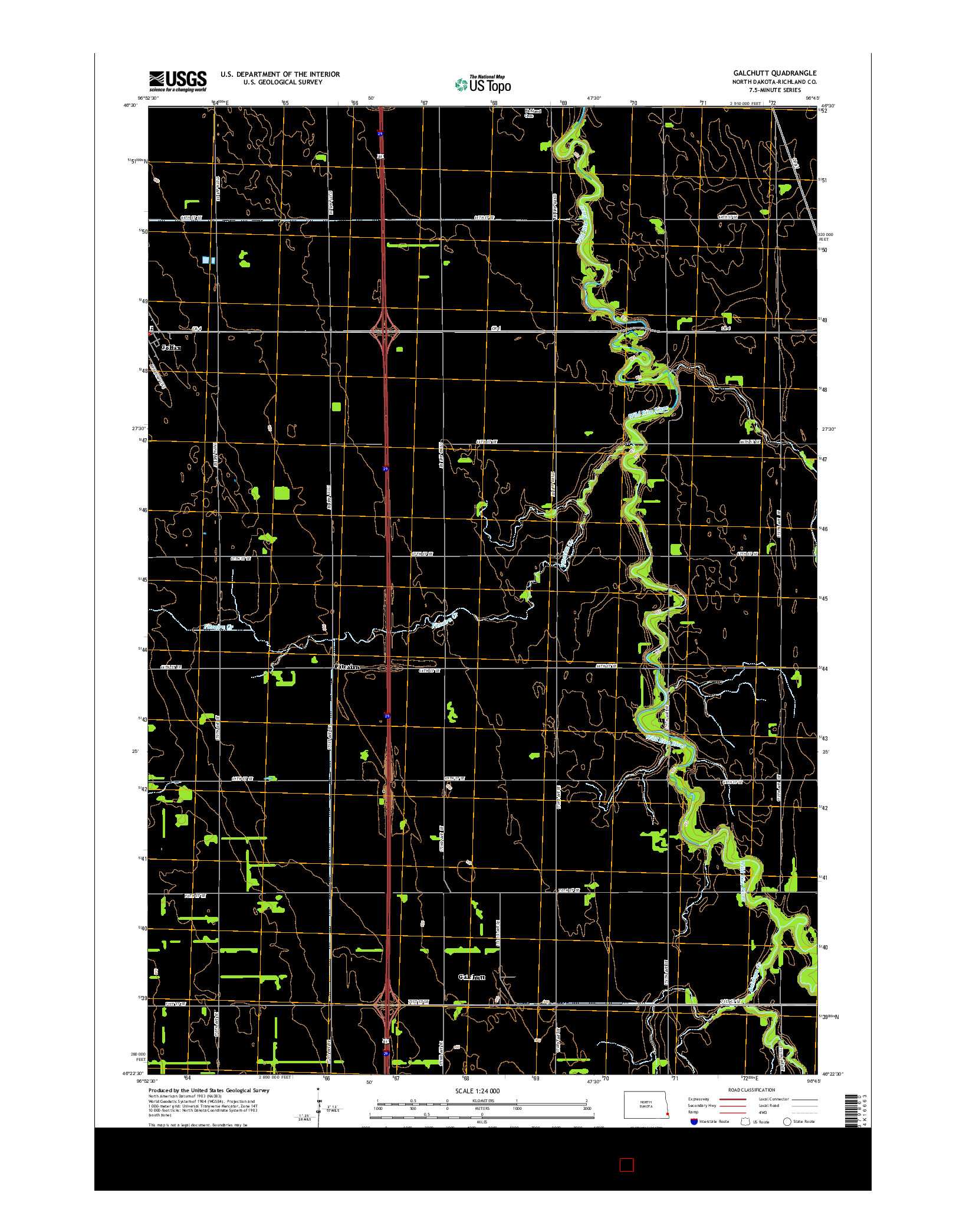 USGS US TOPO 7.5-MINUTE MAP FOR GALCHUTT, ND 2014