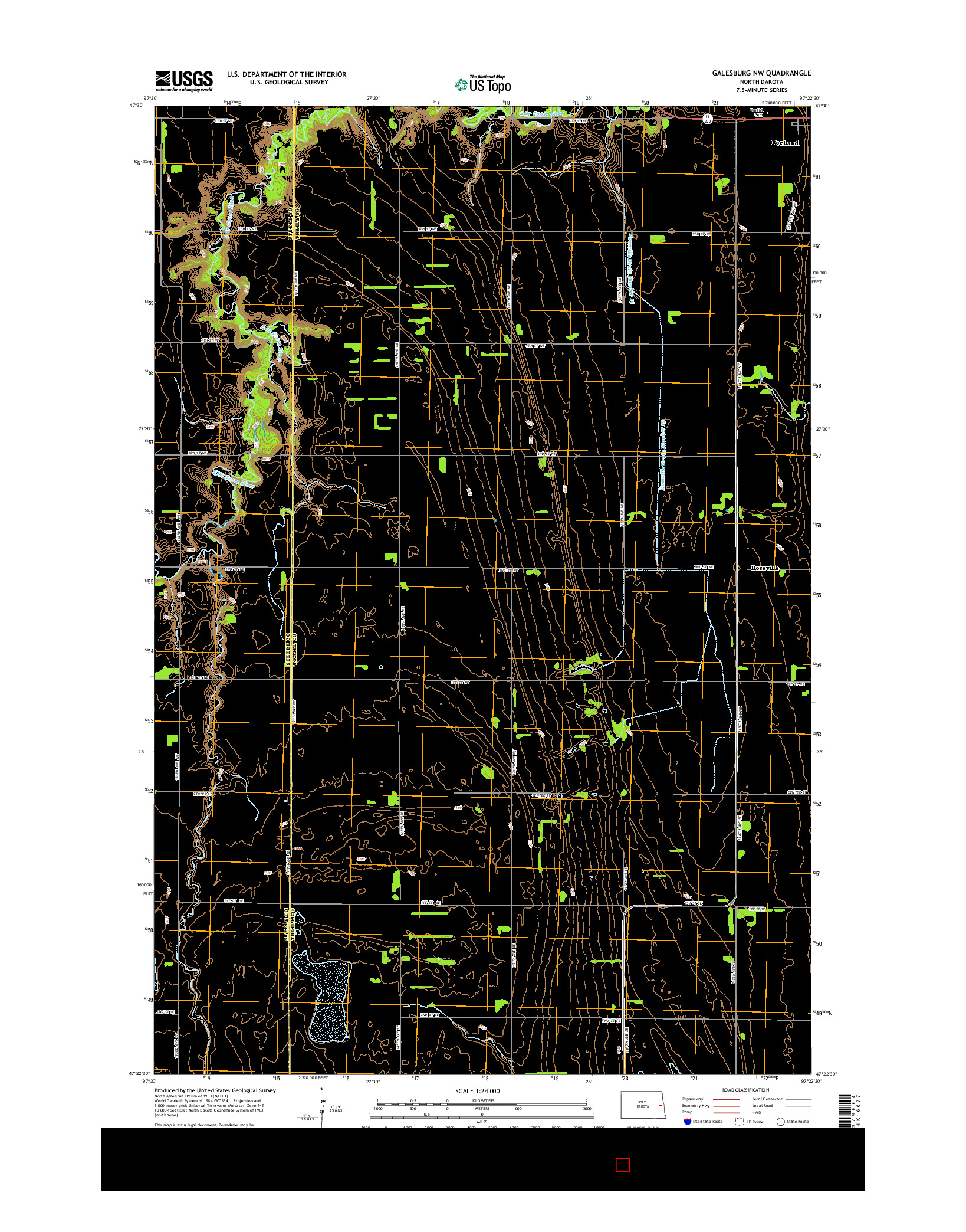 USGS US TOPO 7.5-MINUTE MAP FOR GALESBURG NW, ND 2014